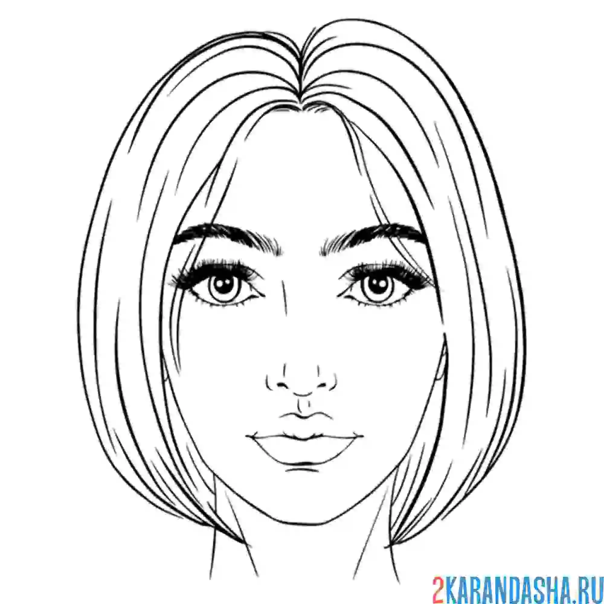 Раскраска лицо девушки с короткими волосами
