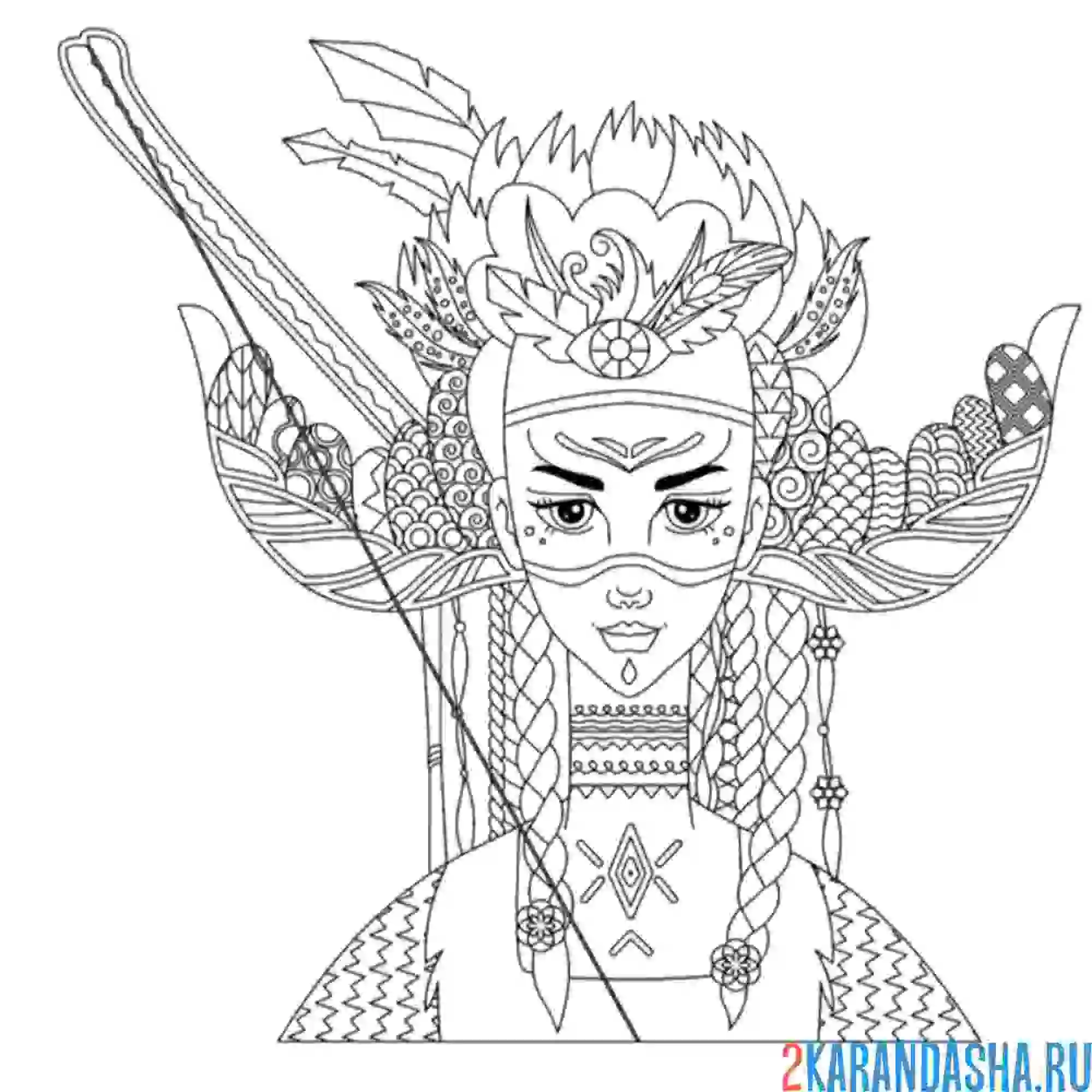 Раскраска девушка-самурай