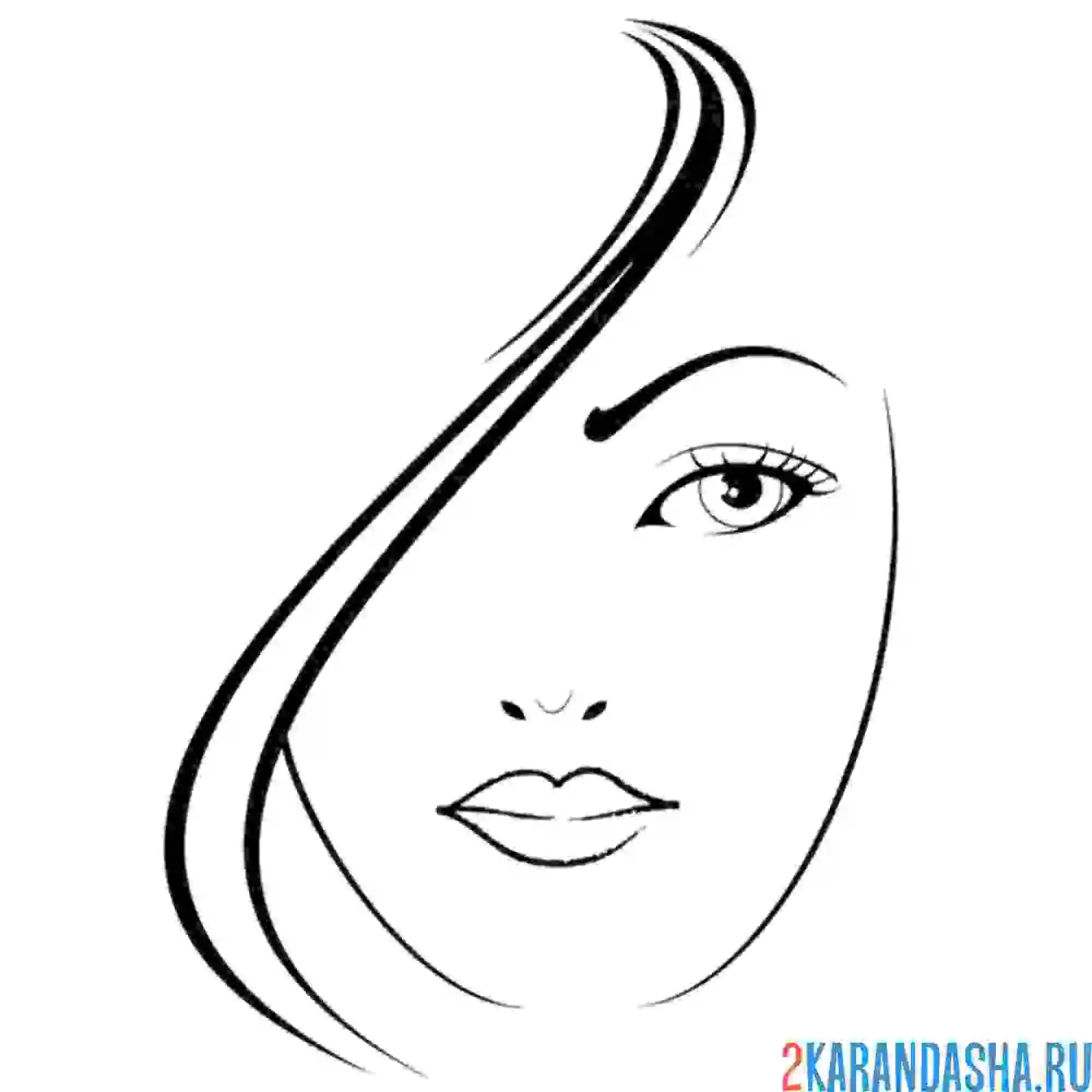Раскраска лицо девушки закрыто волосами