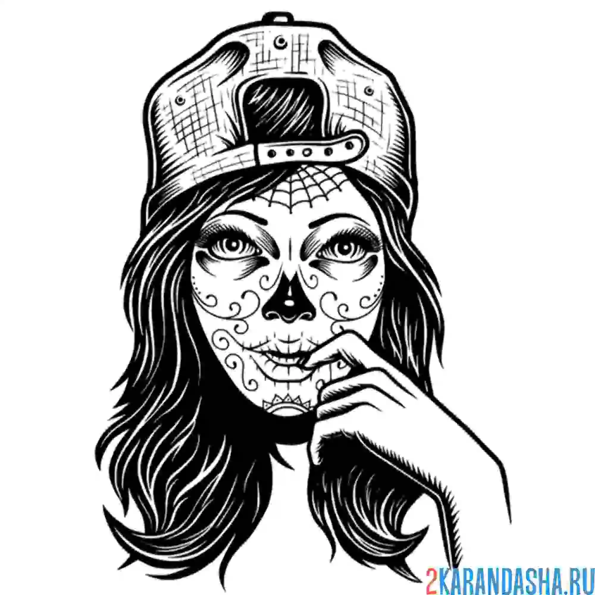 Раскраска лицо девушки на хэллоуин