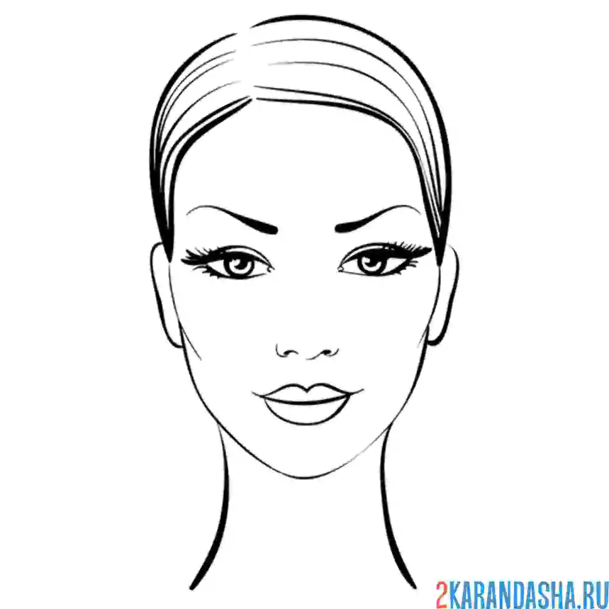 Раскраска лицо девушки для обучения макияжа