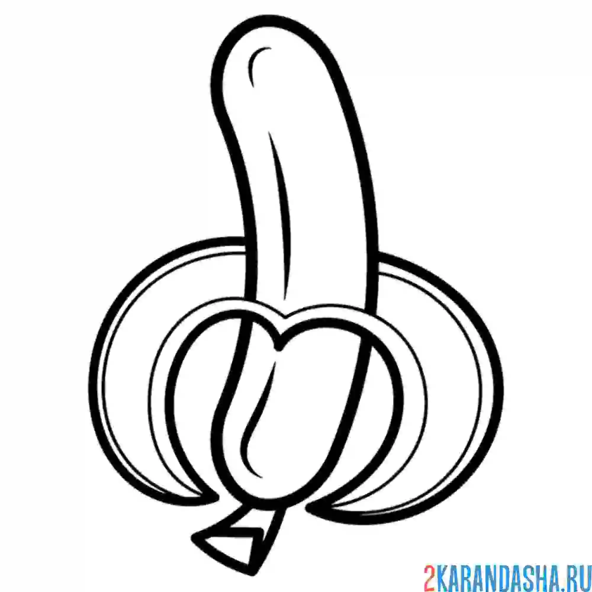 Раскраска один банан чищенный