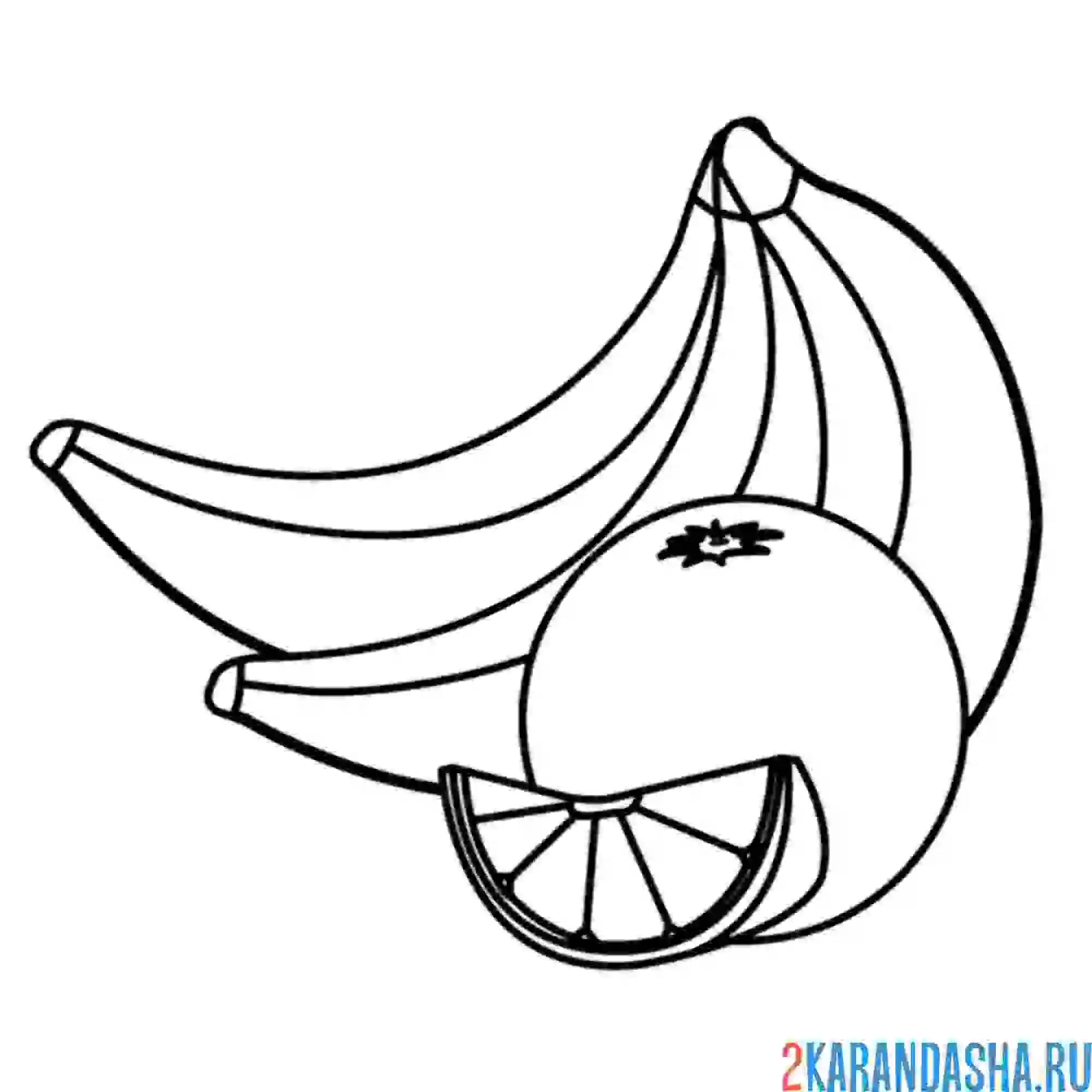 Раскраска банан, апельсик