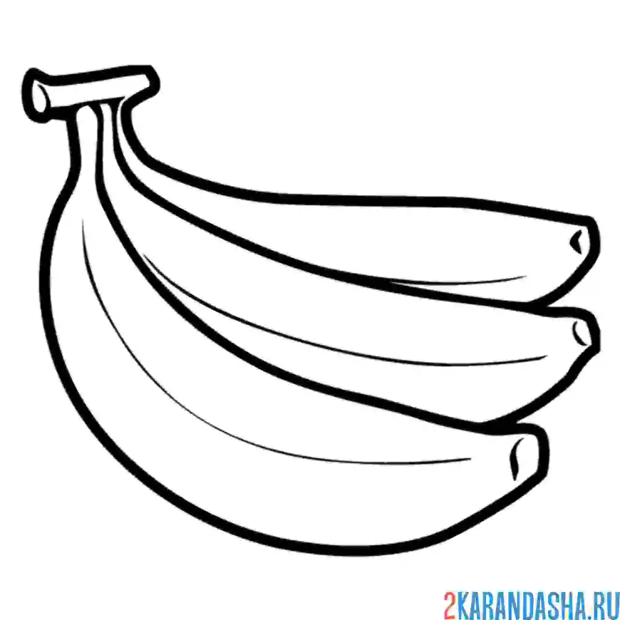 Раскраска три свежих банана