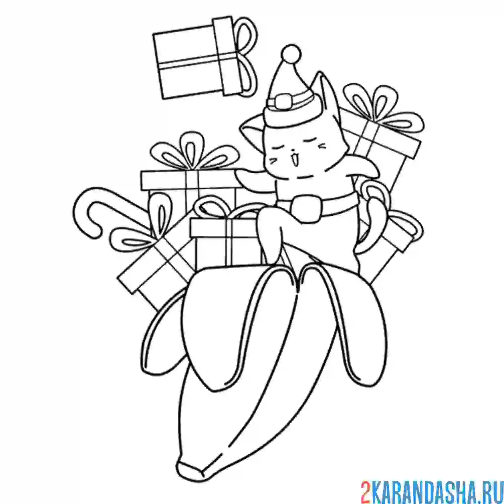 Раскраска рождественский банан