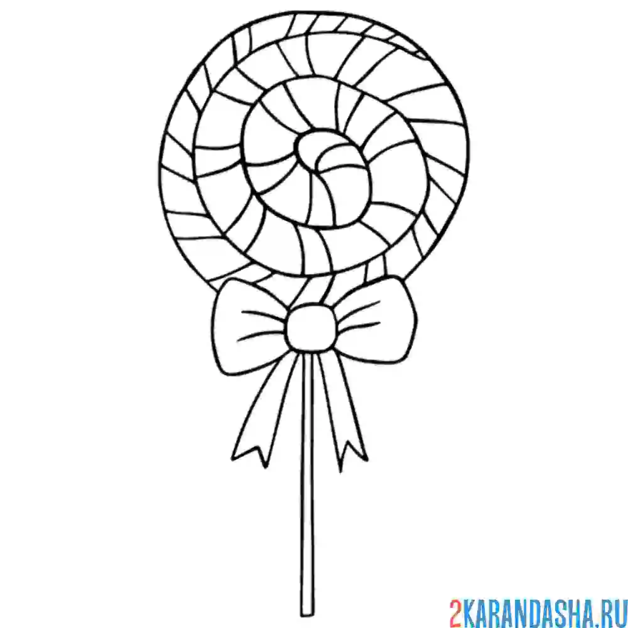 Раскраска леденец с бантом