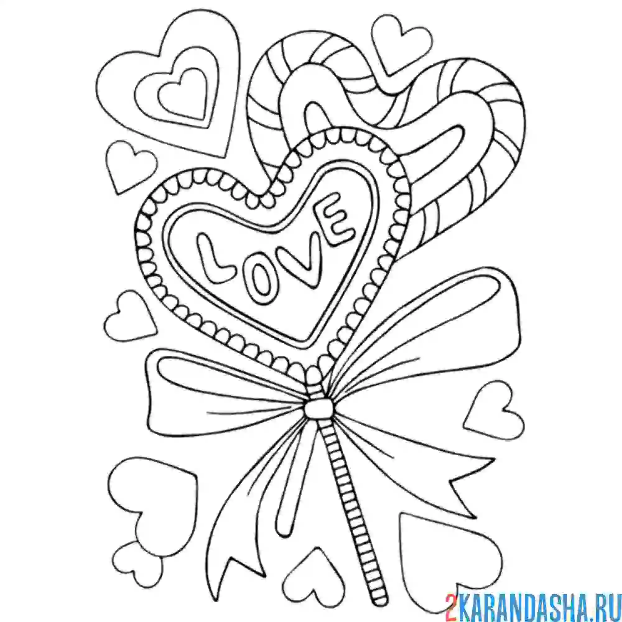 Раскраска бантик на леденцах