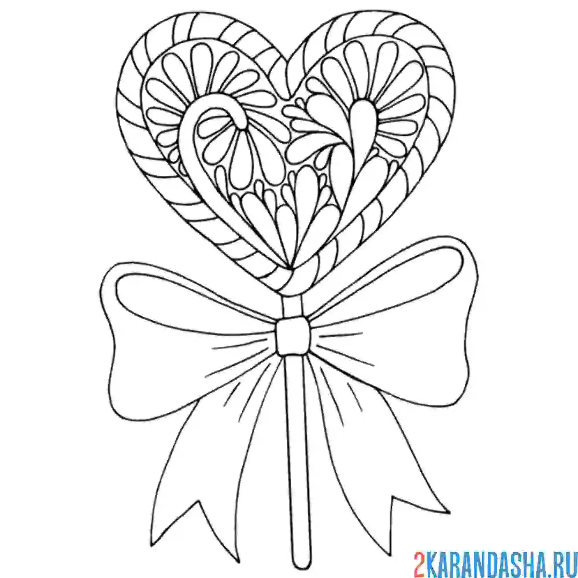 Раскраска бантик с леденцом