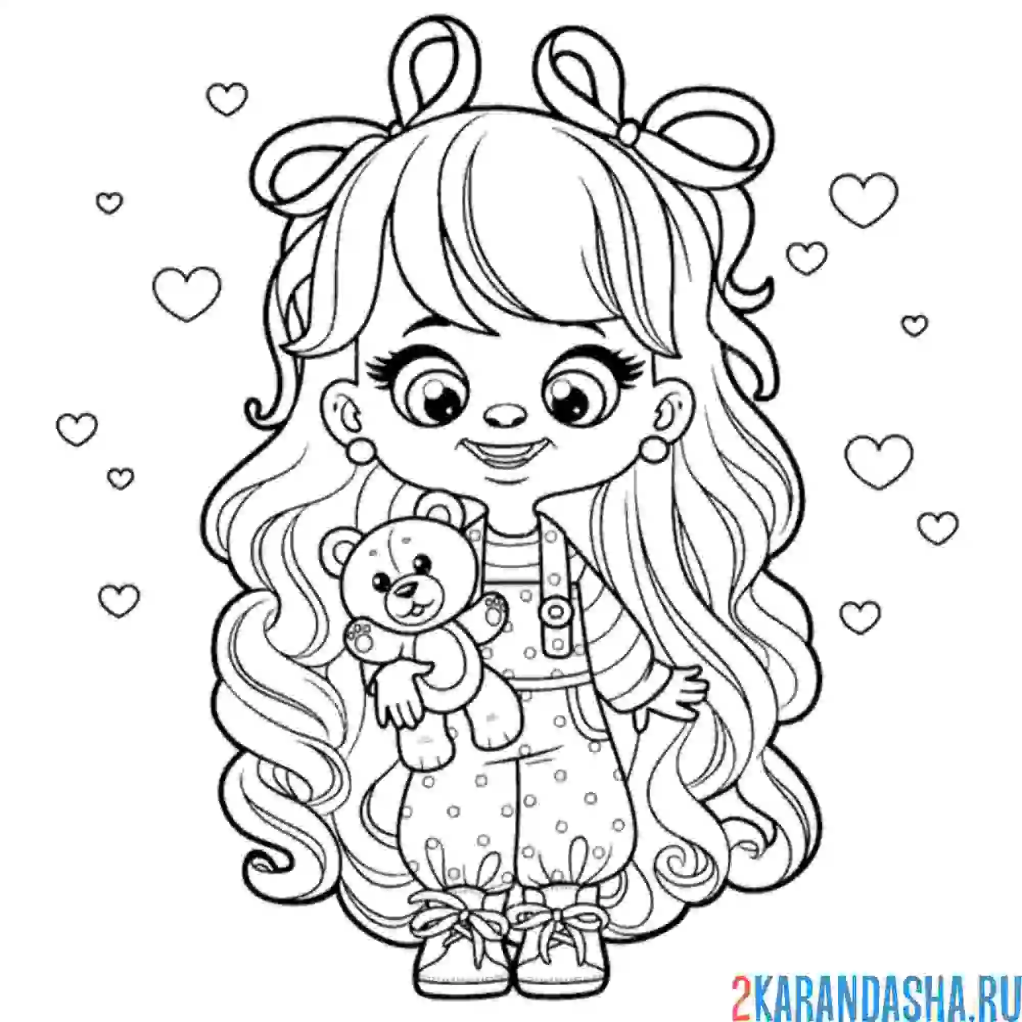 Раскраска бантики на девочек