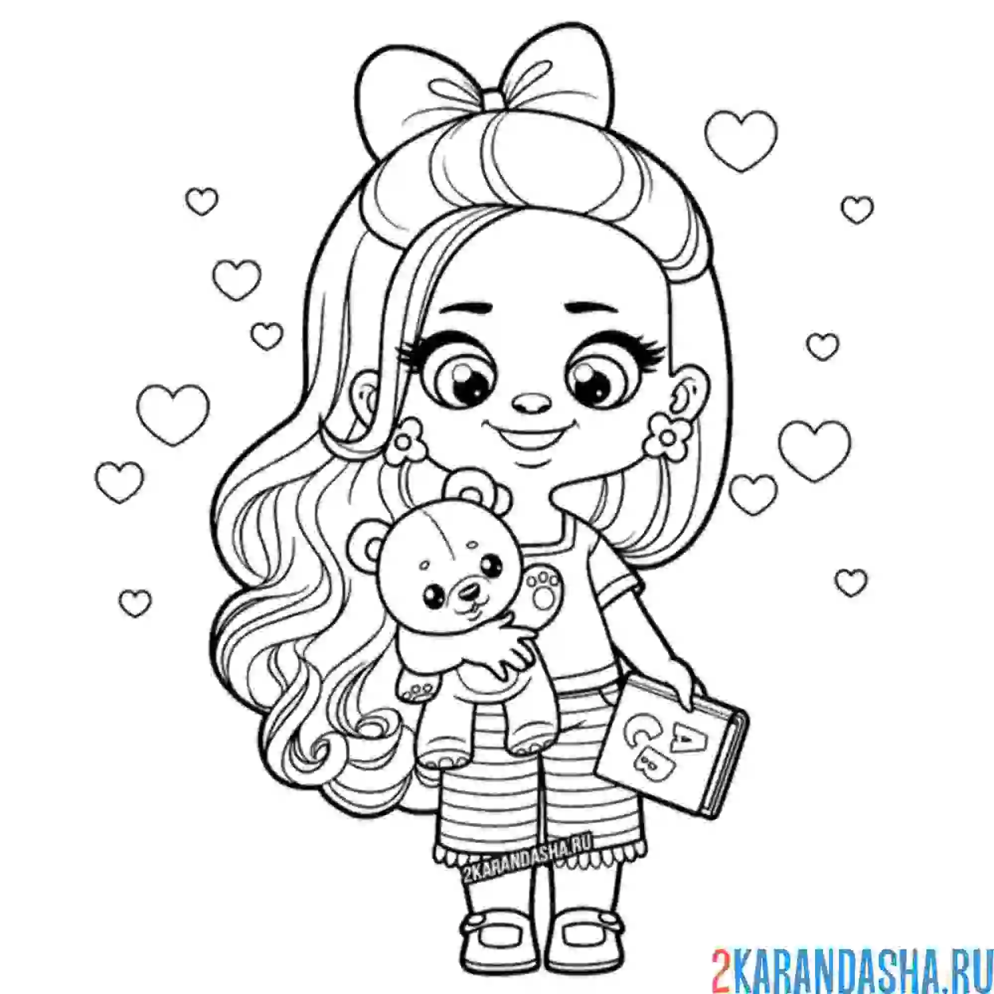 Раскраска бантик у девочки