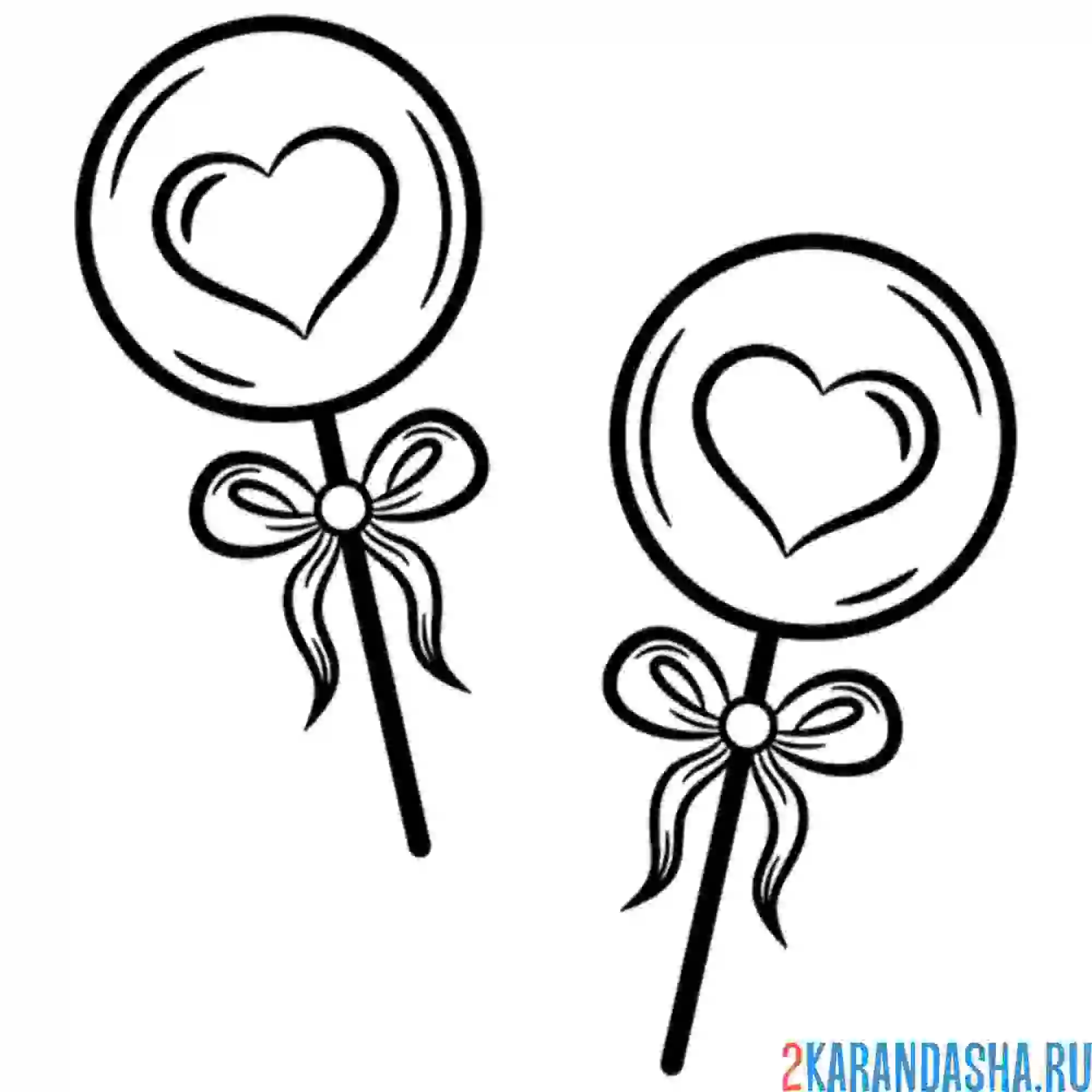 Раскраска два леденца и бантик