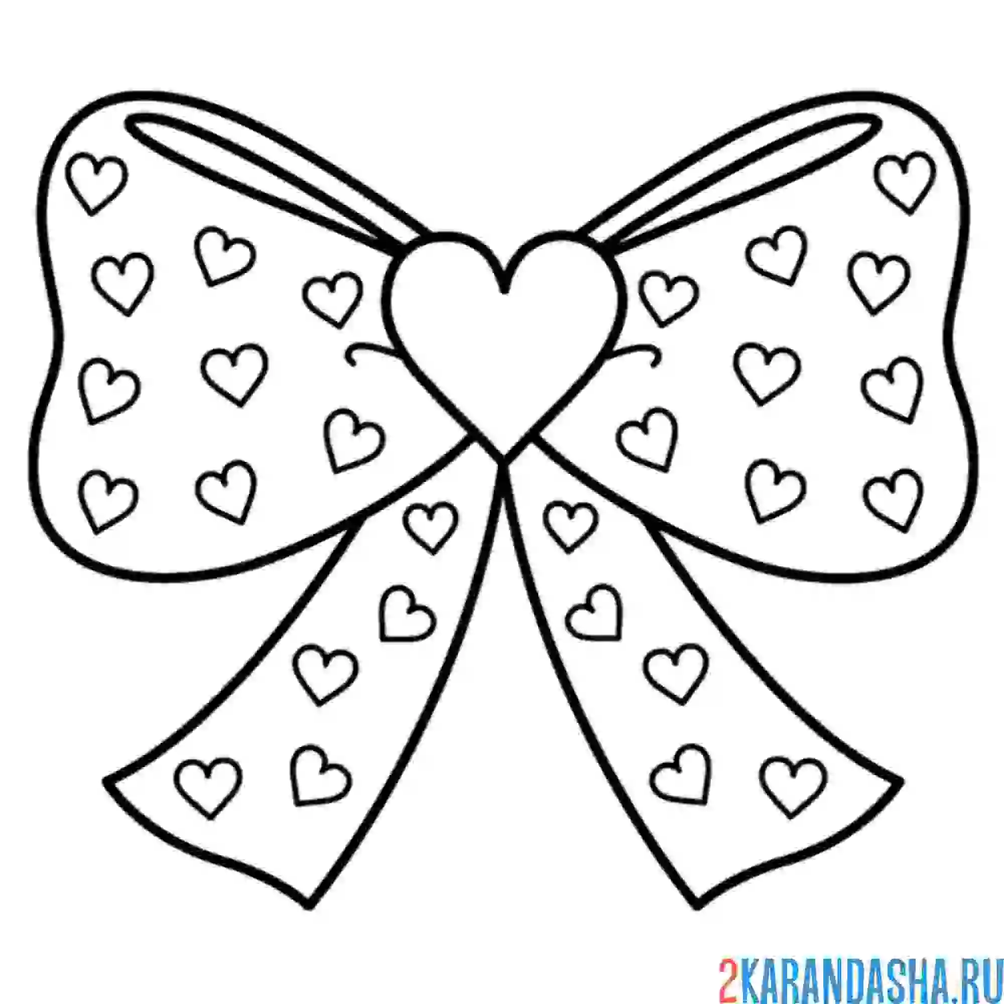 Раскраска бант в сердечко