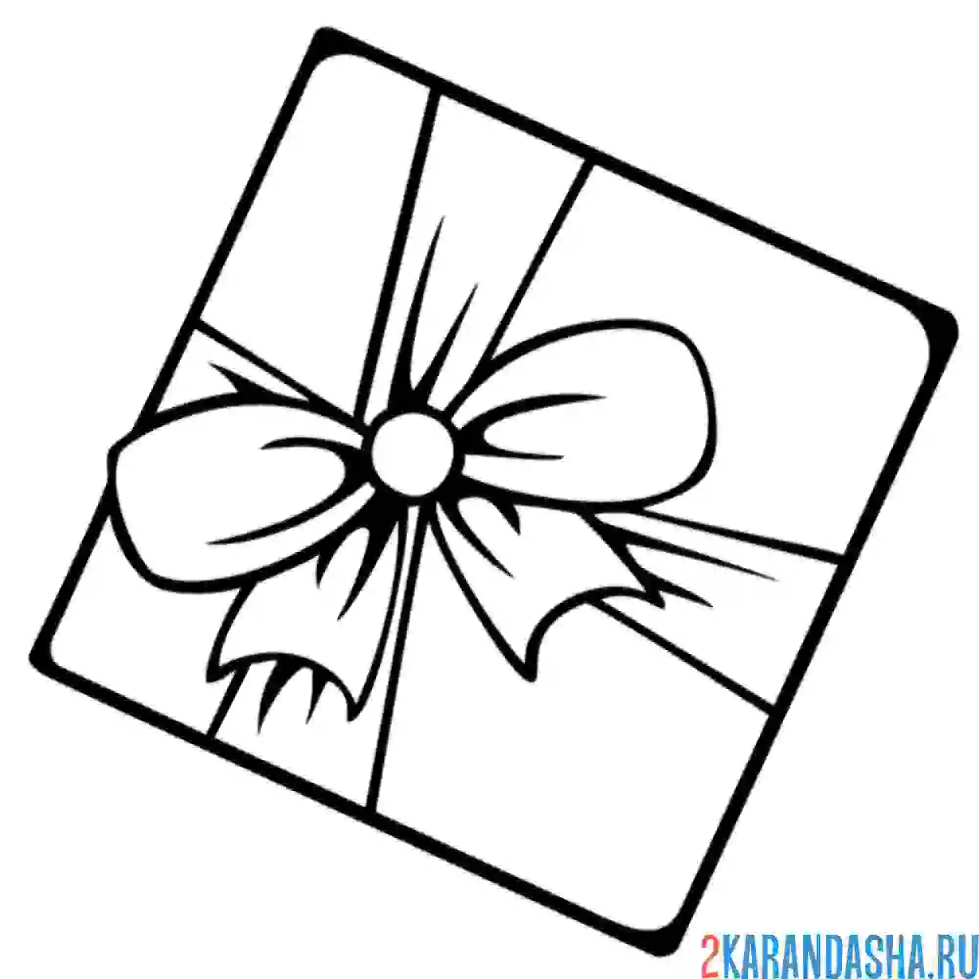 Раскраска подарок с большим бантом