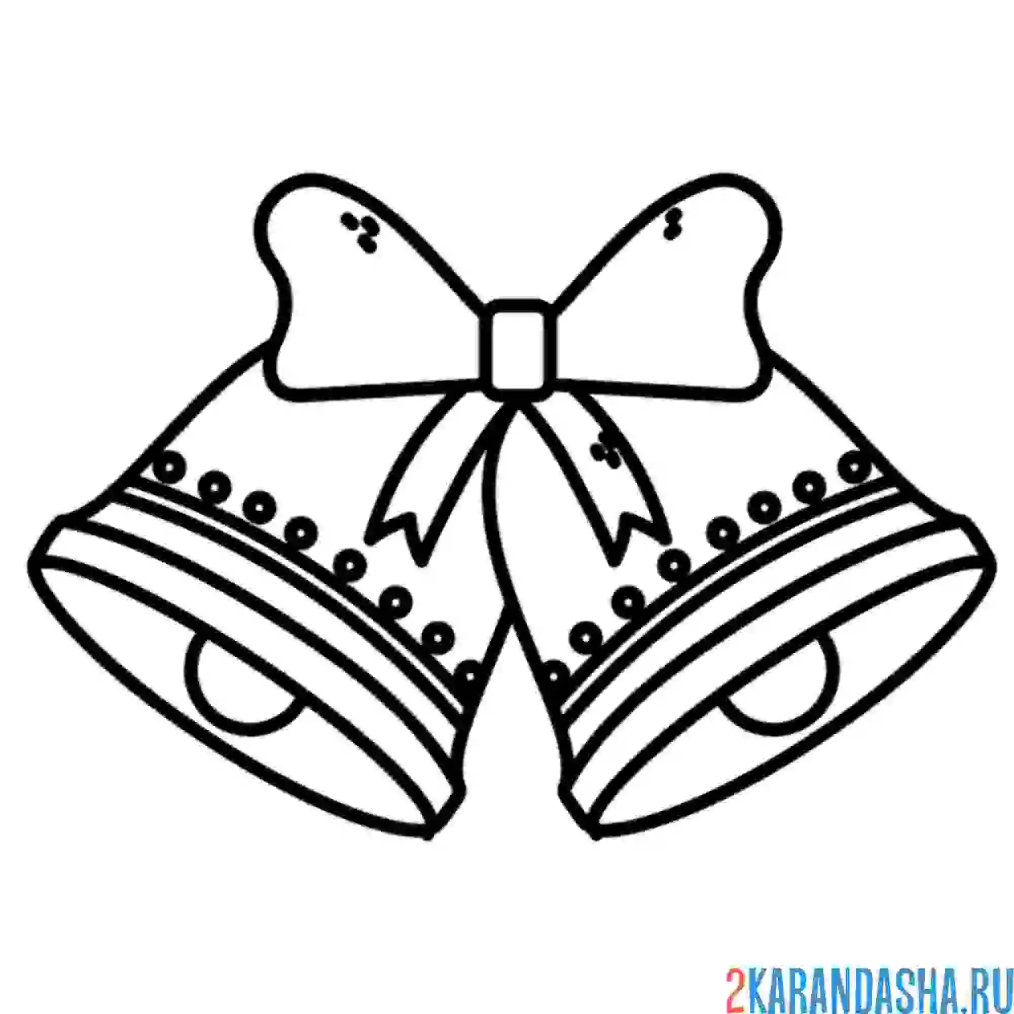 Раскраска два колокольчика с бантом