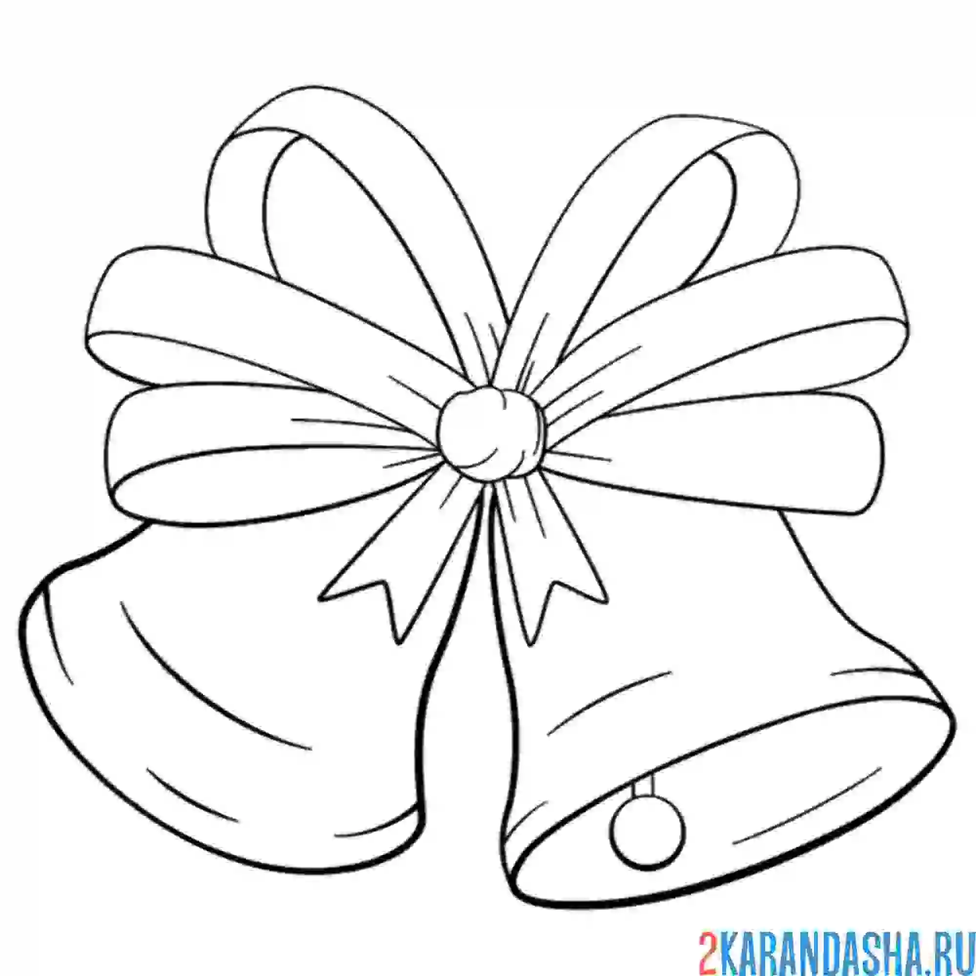 Раскраска колокольчики с большим бантом