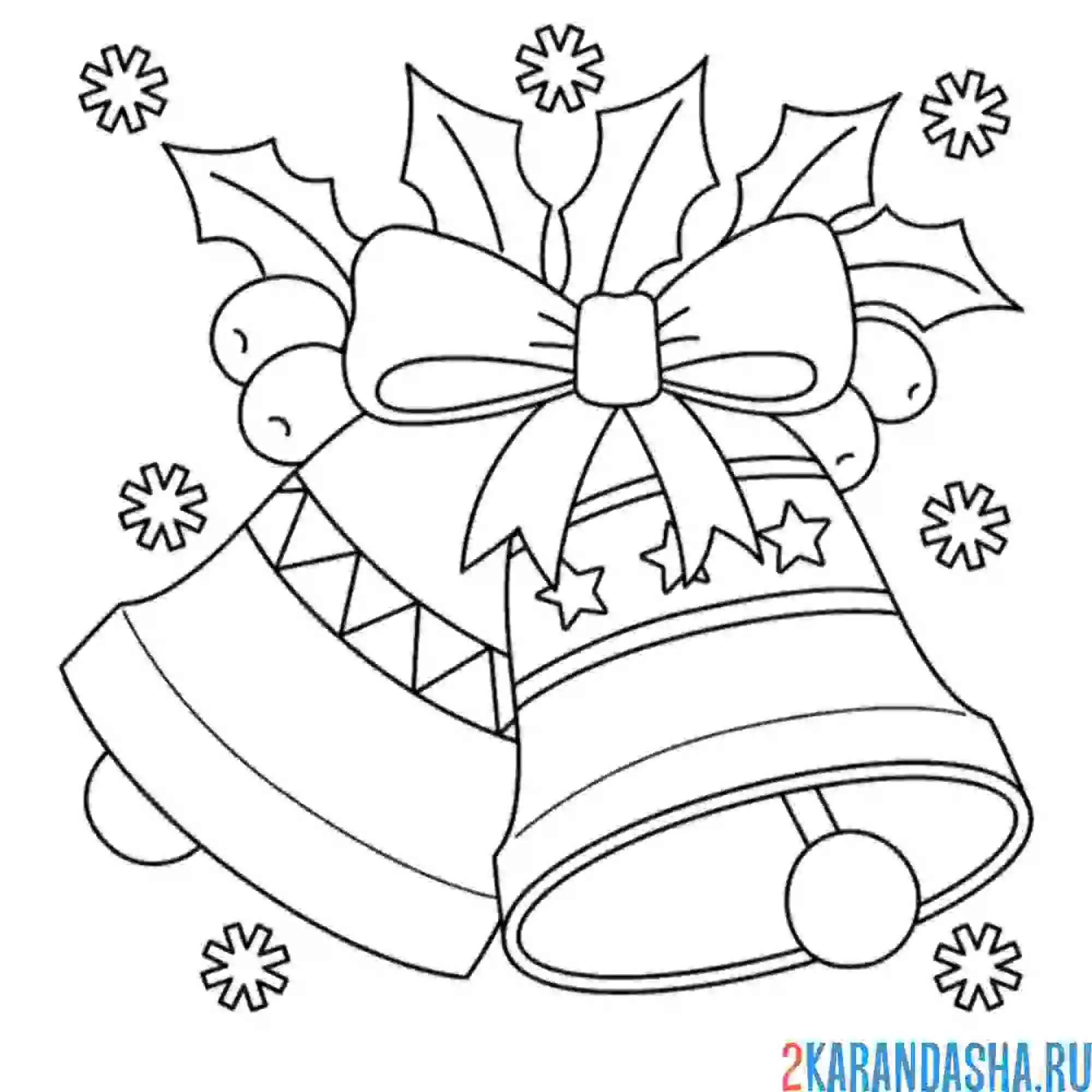 Раскраска два праздничных колокольчика