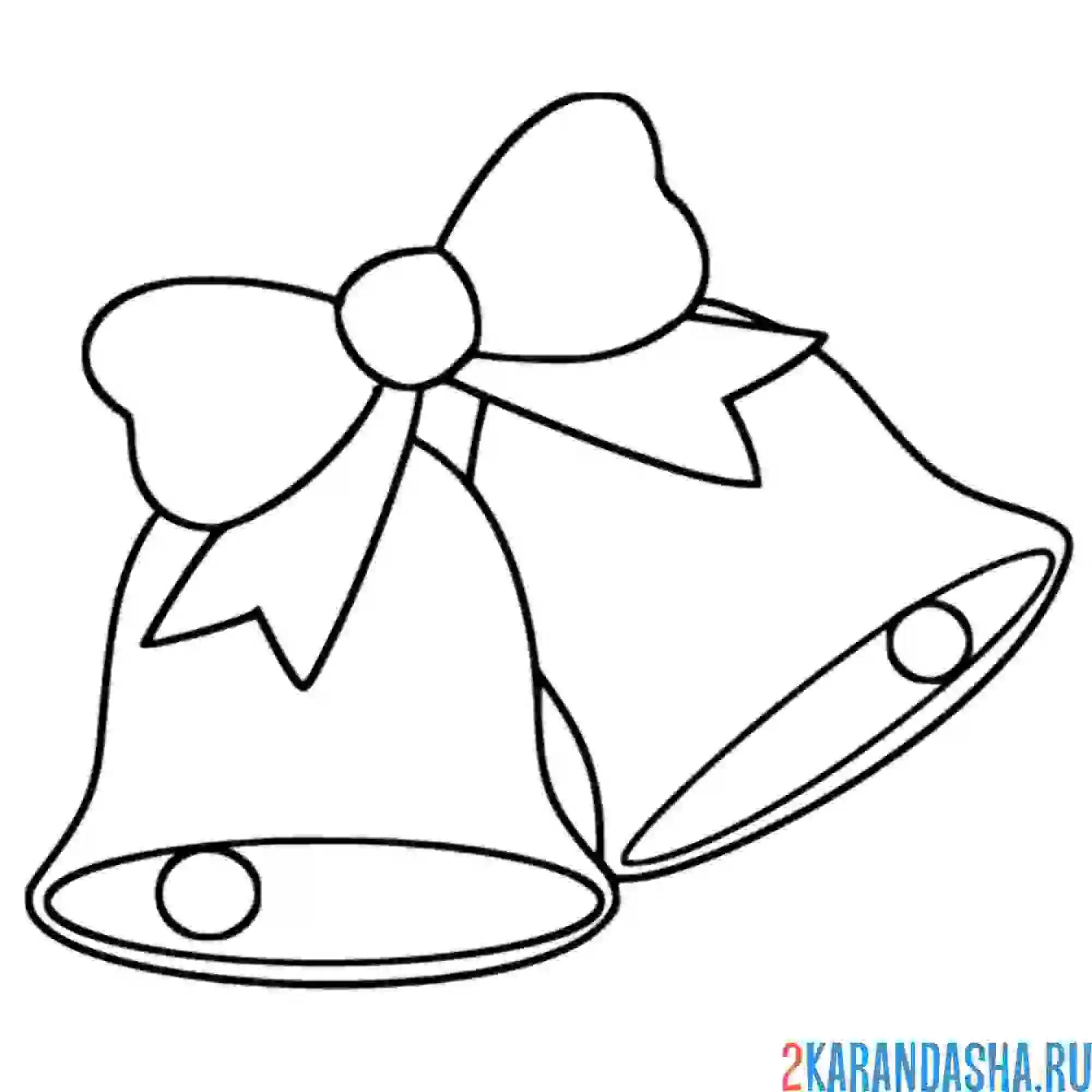 Раскраска два колокольчика с бантиком