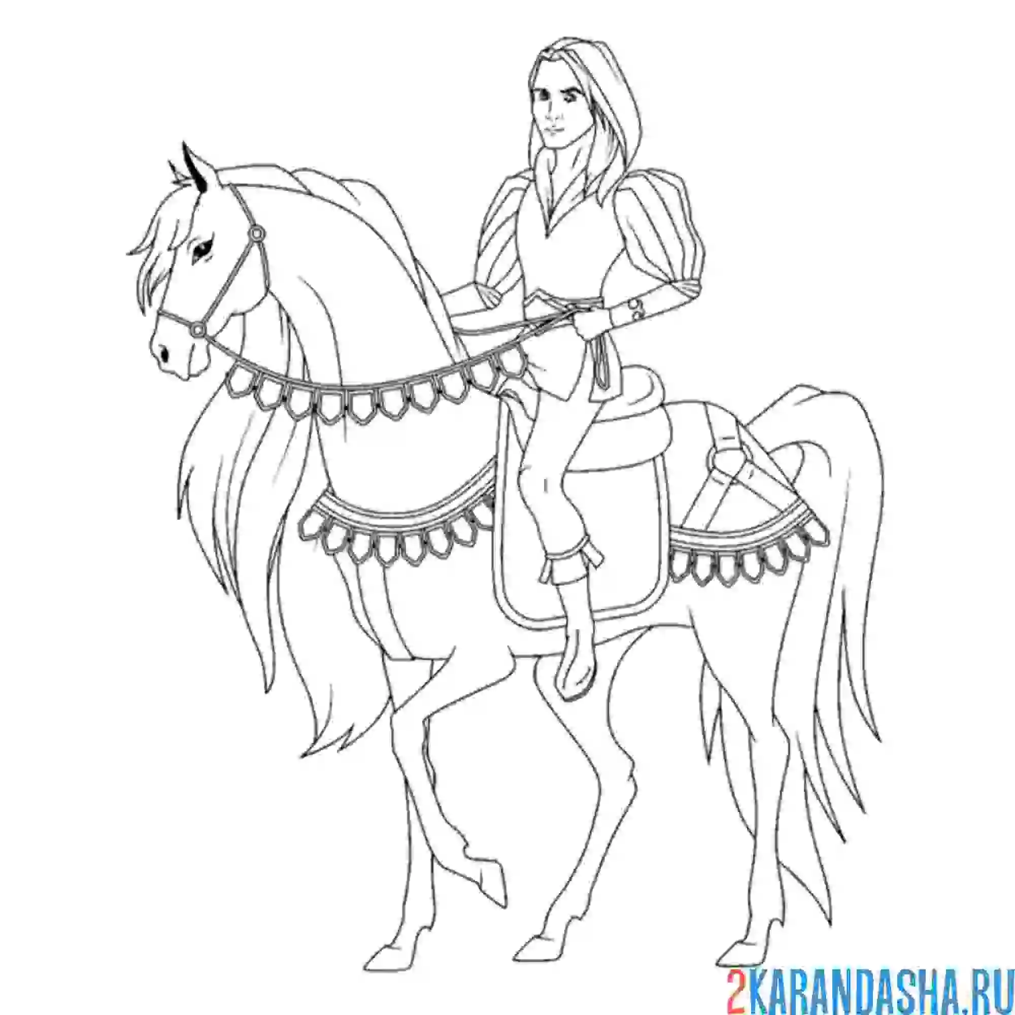 Раскраска принц на коне