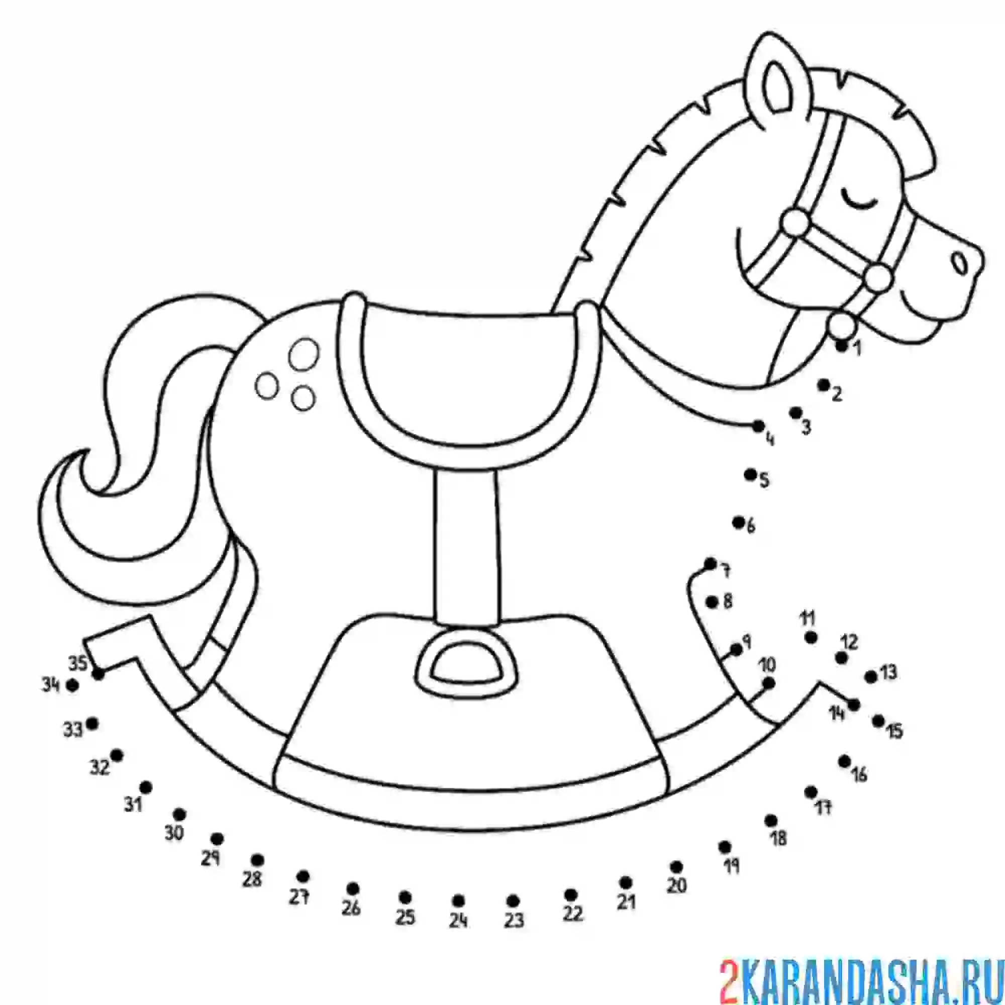 Раскраска игрушка качалка-лошадка
