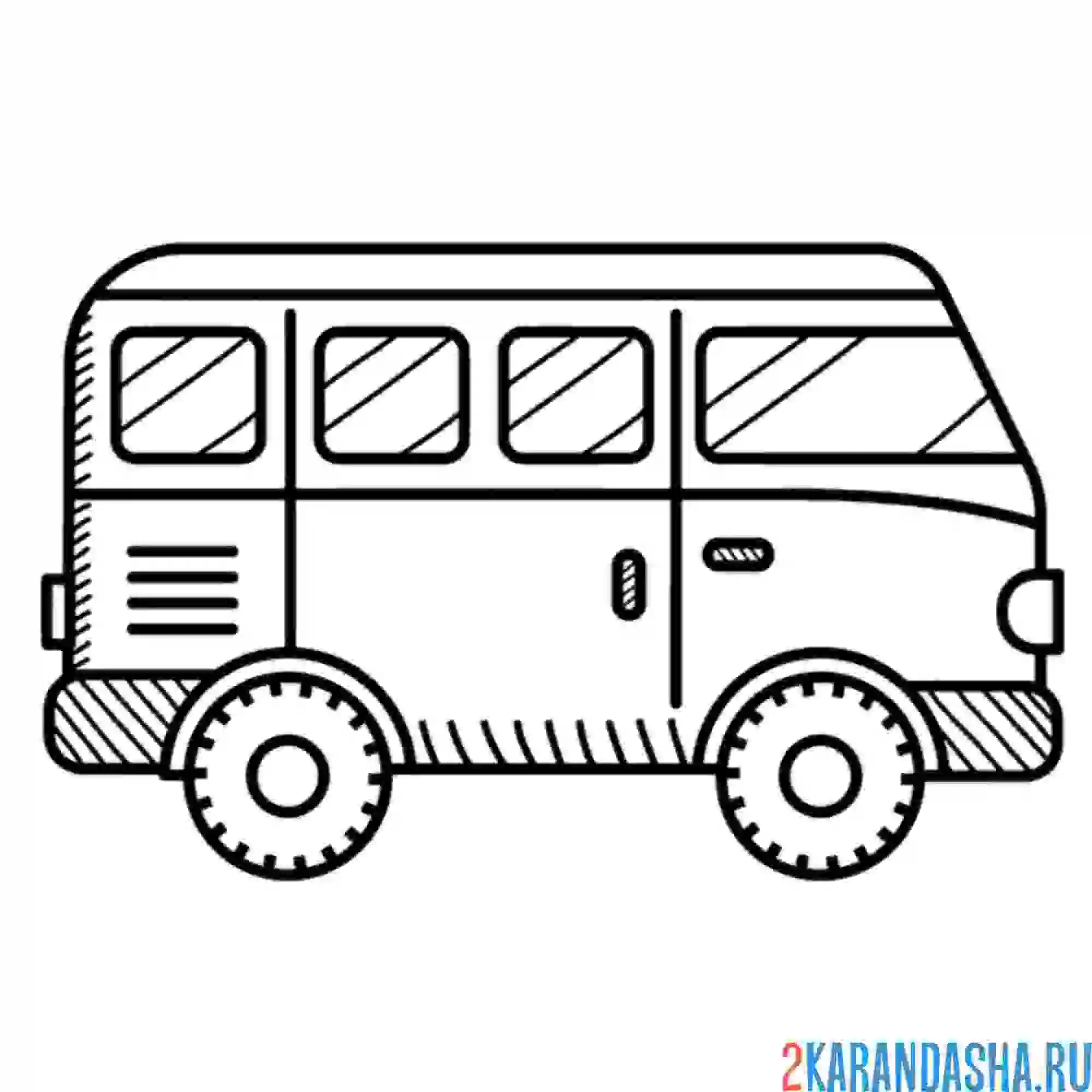 Раскраска маленький автобус маршрутка