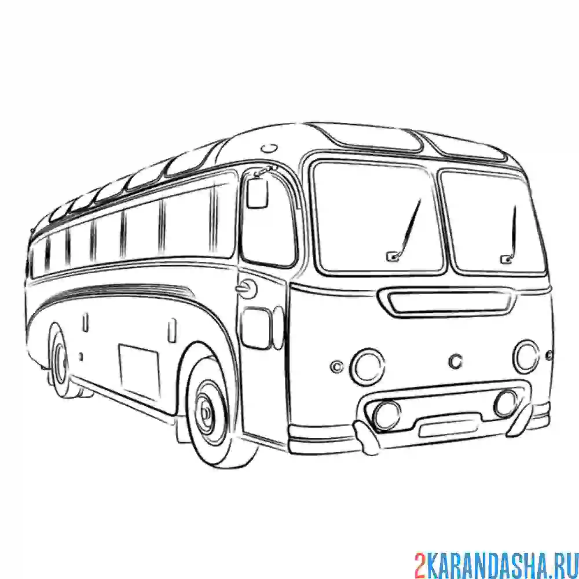 Раскраска автобус старый