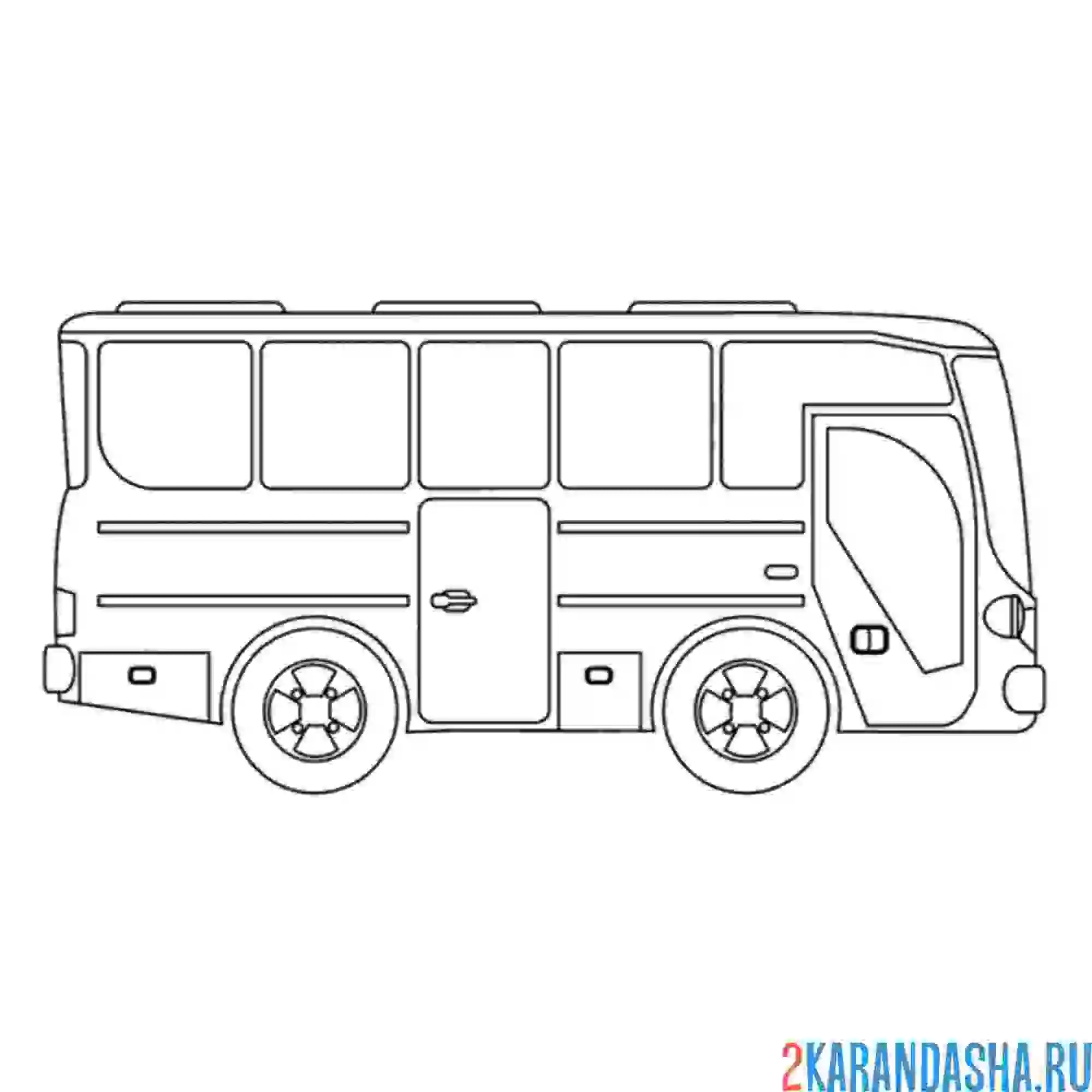 Раскраска автобус с большими окнами