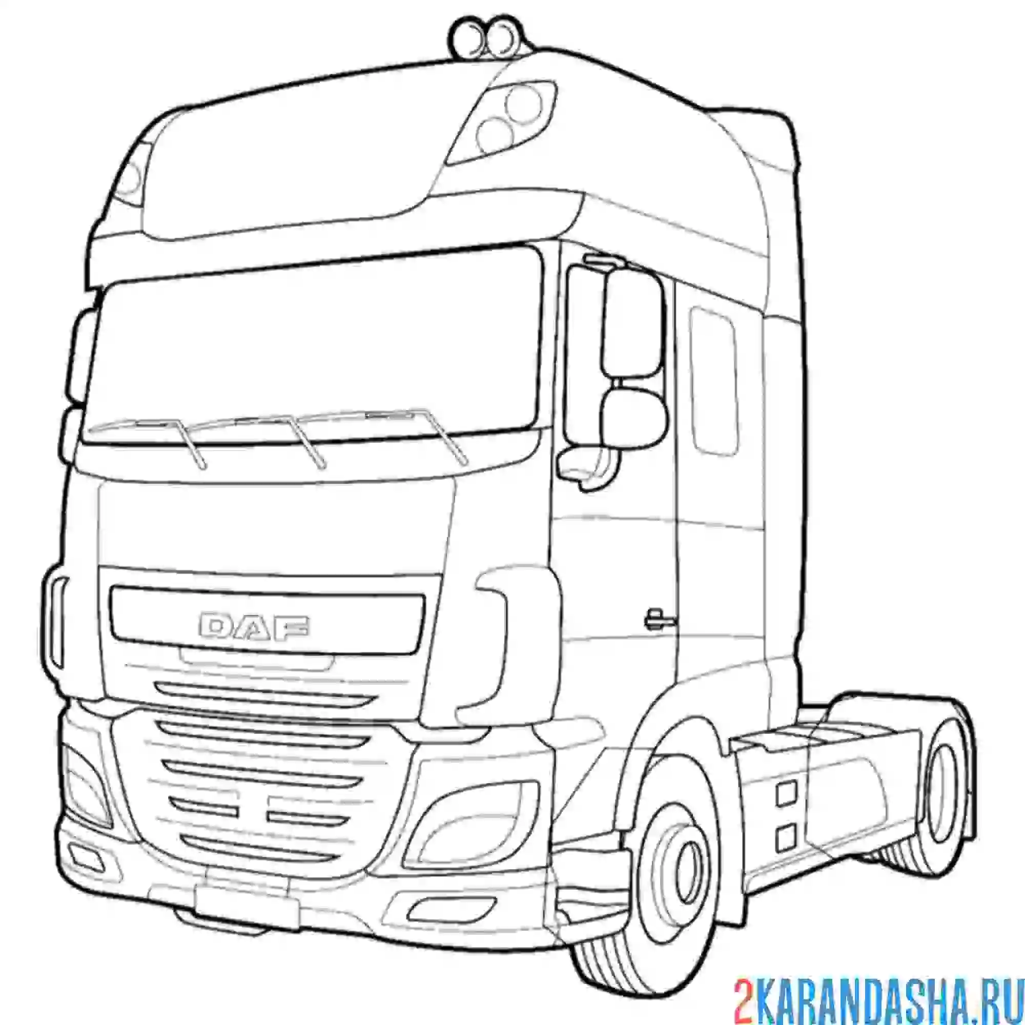 Раскраска грузовик daf xf