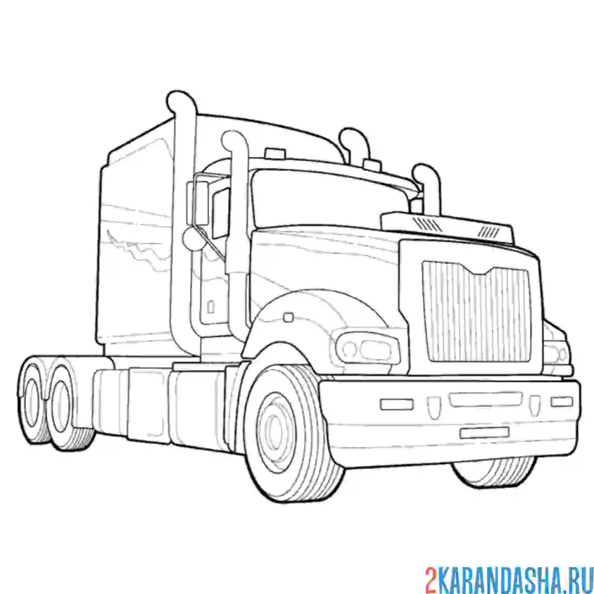 Раскраска грузовик тягач