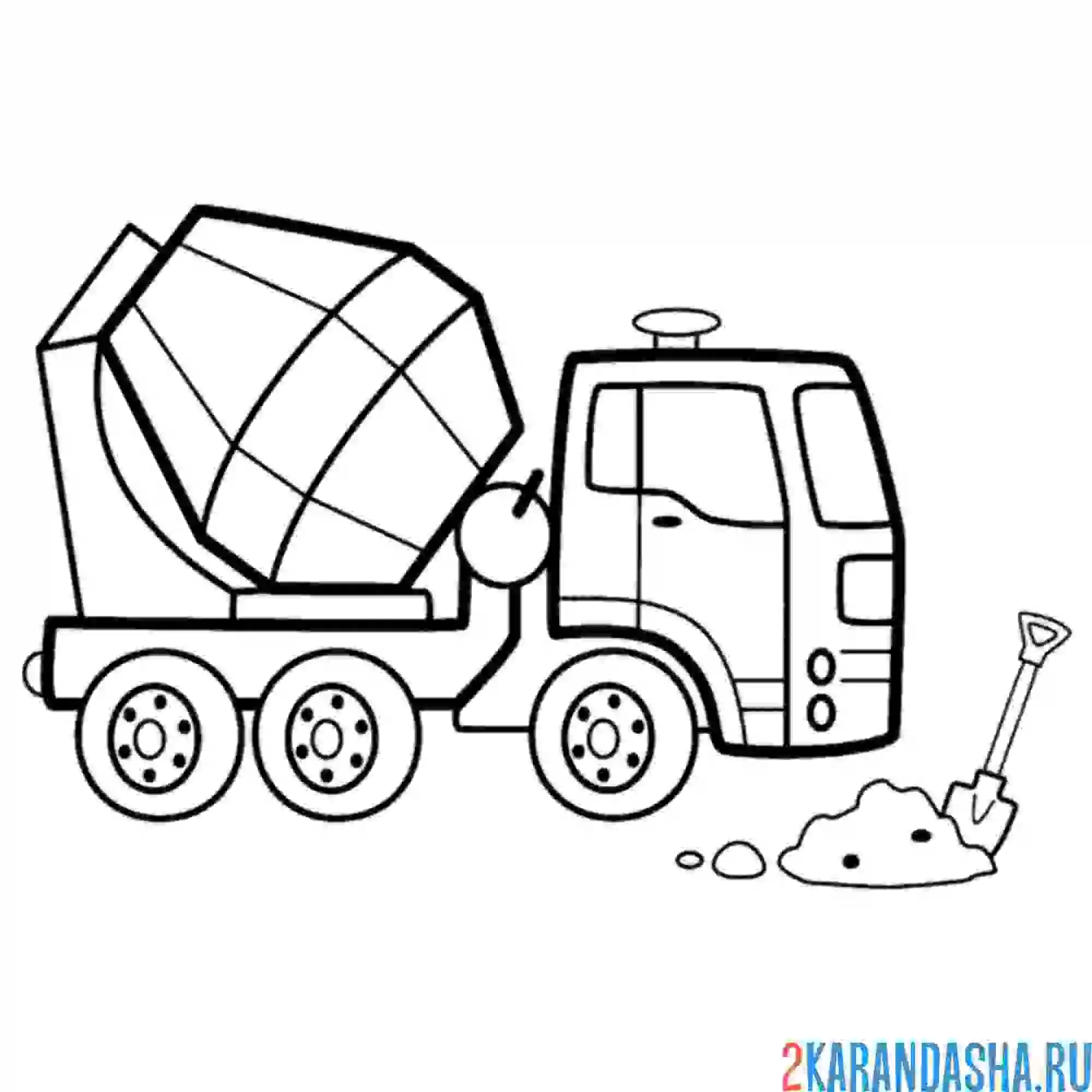 Раскраска бетономешалка детская