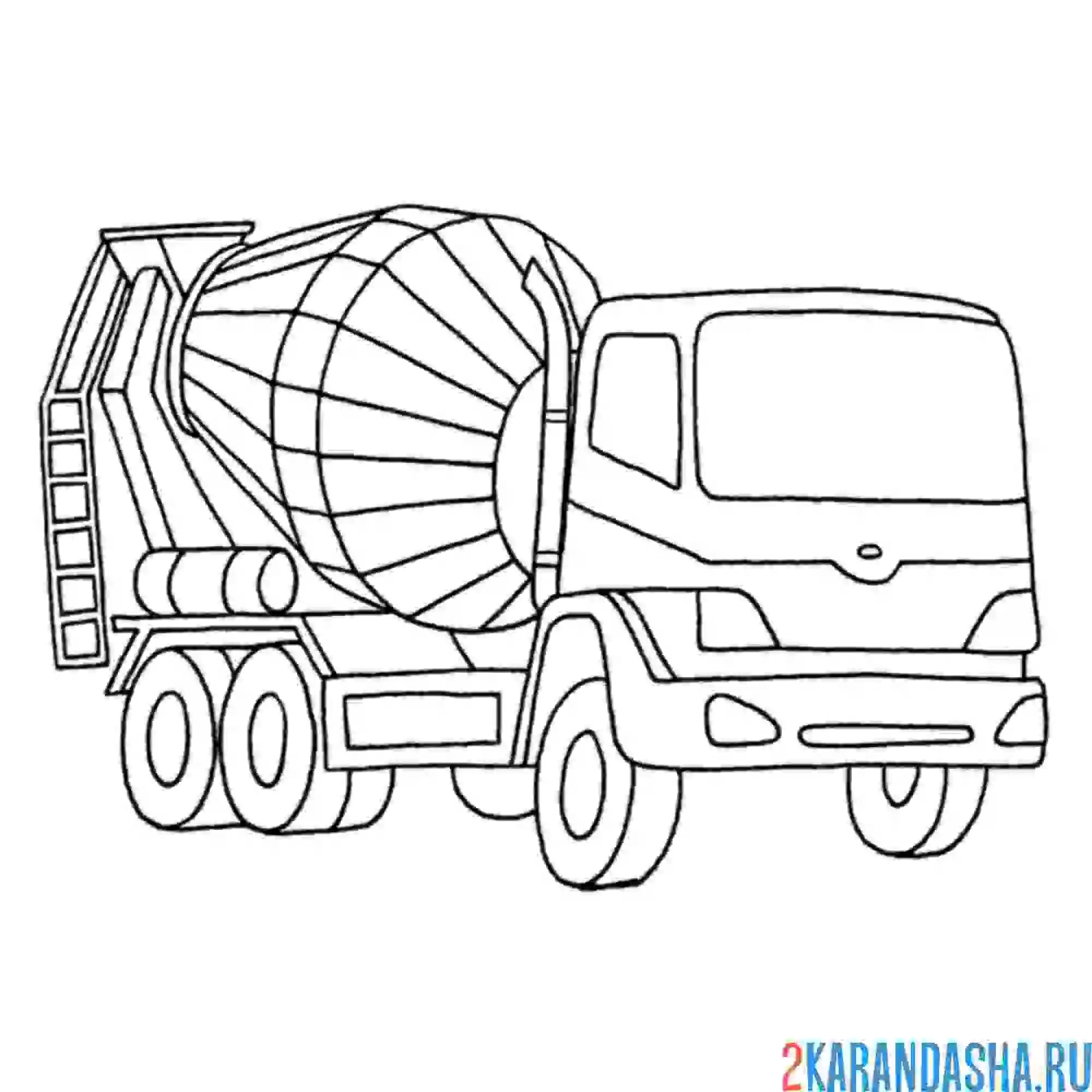 Раскраска бетономешалка-грузовик