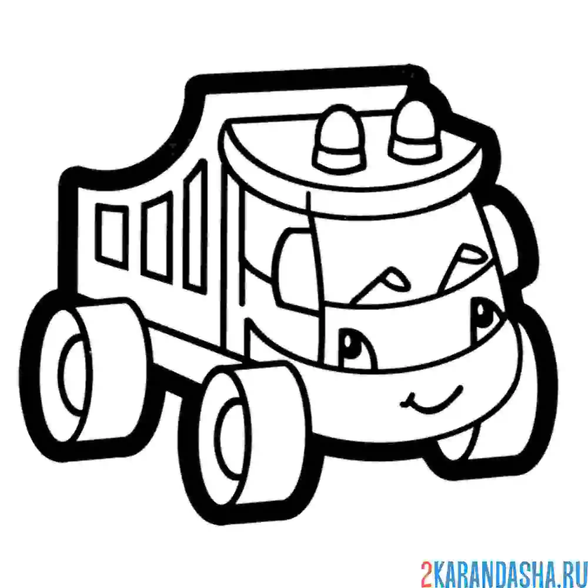 Раскраска грузовик с глазками