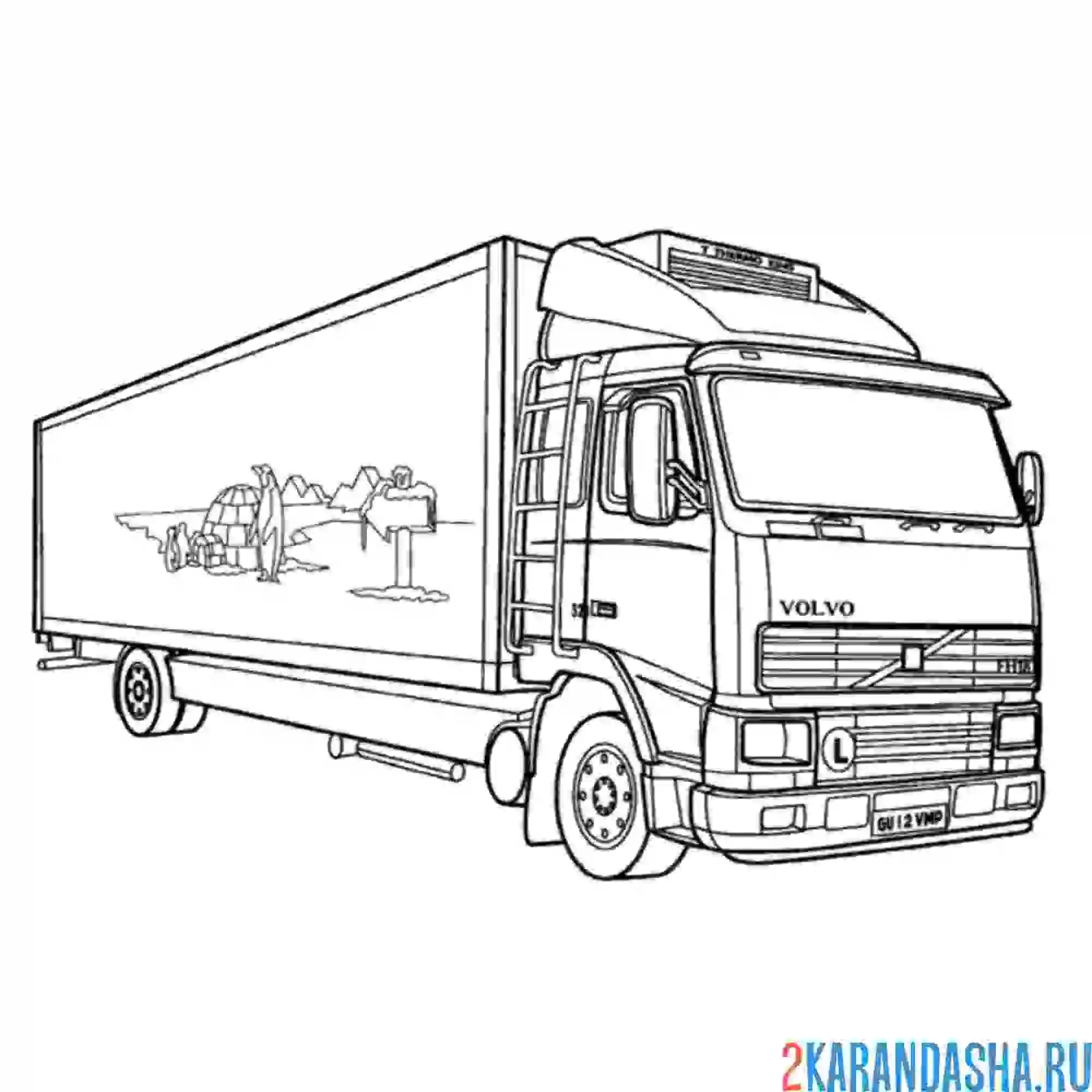 Раскраска грузовик volvo fh-16 reefer truck