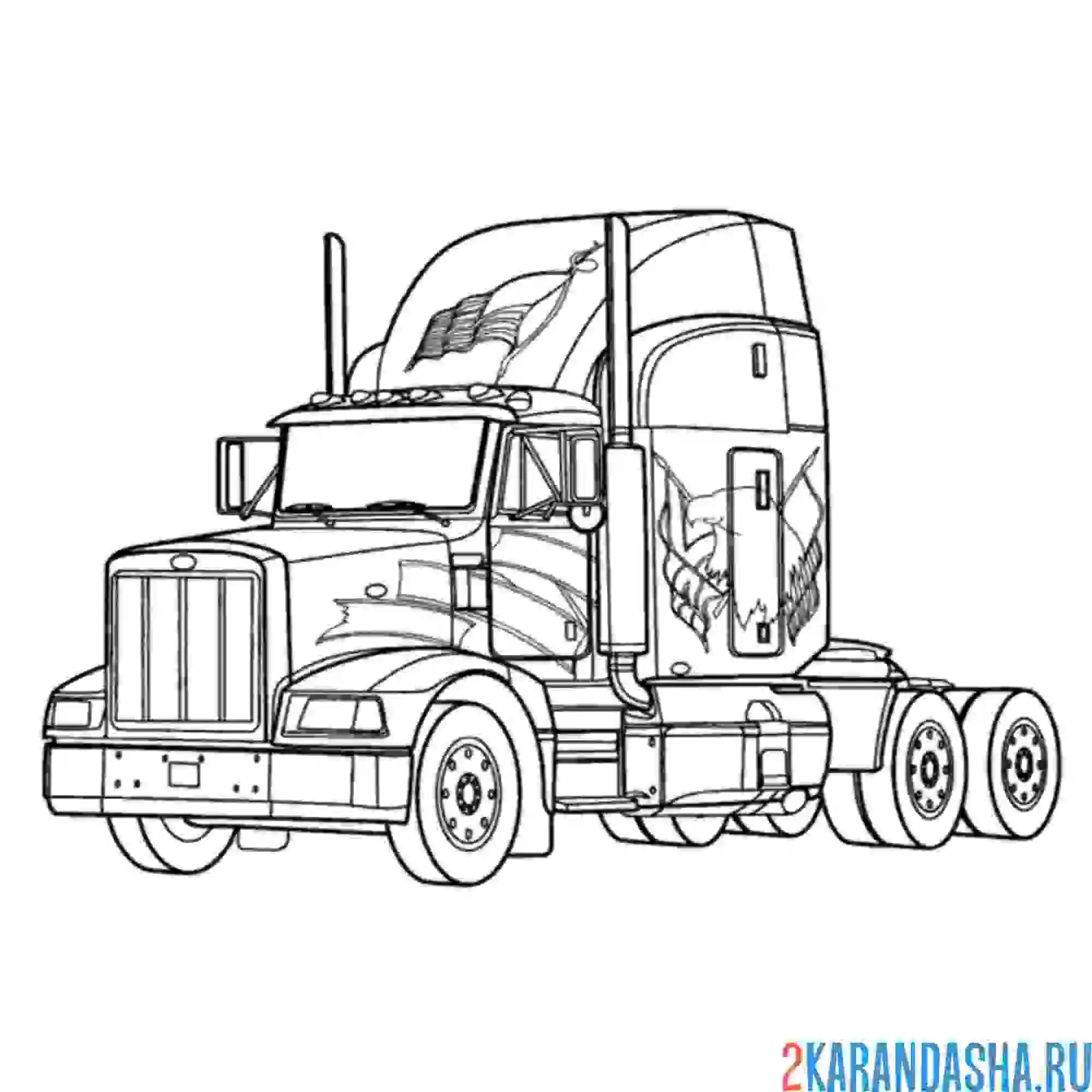 Раскраска грузовик peterbilt 377