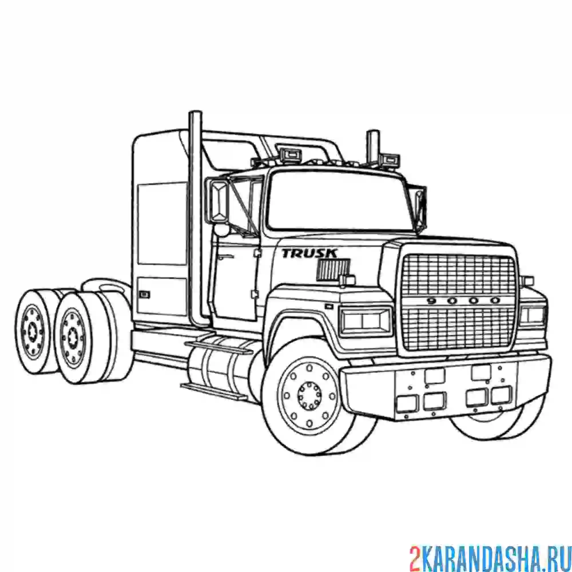 Раскраска грузовик us truck ford 9000