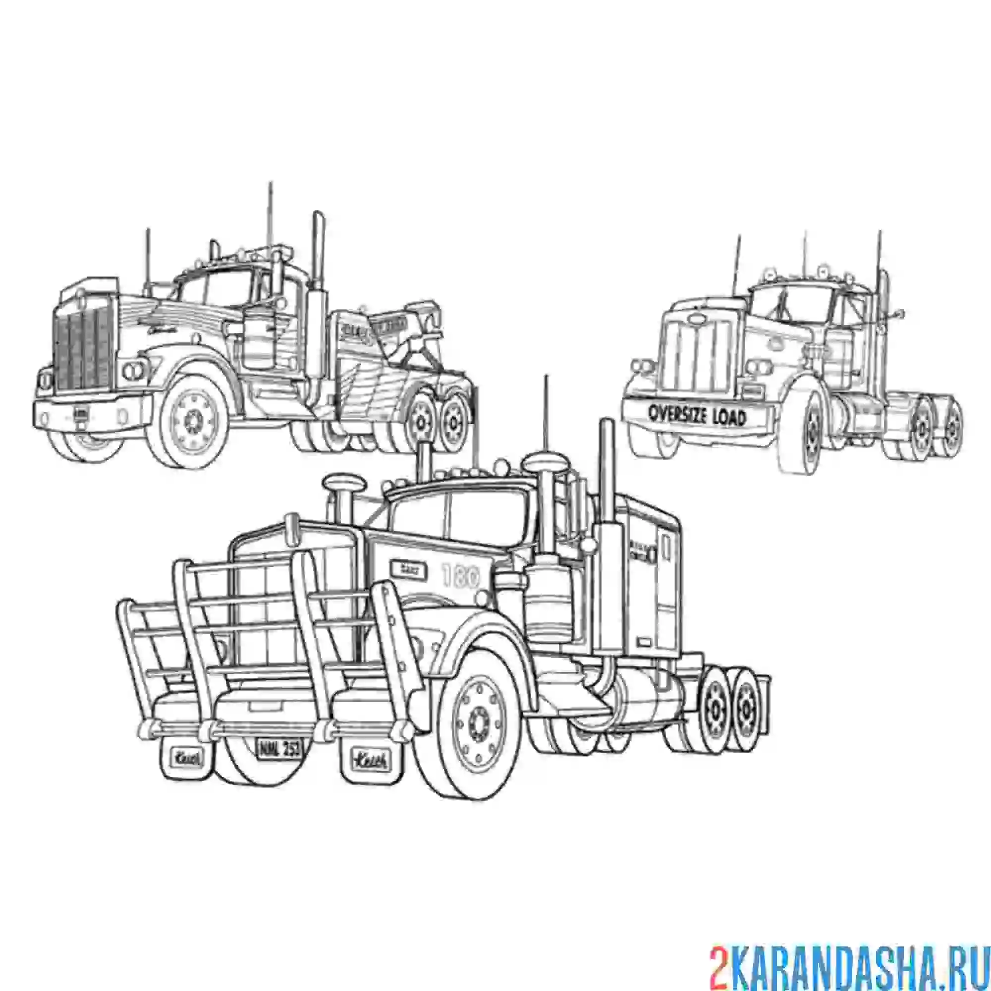 Раскраска грузовики из америки