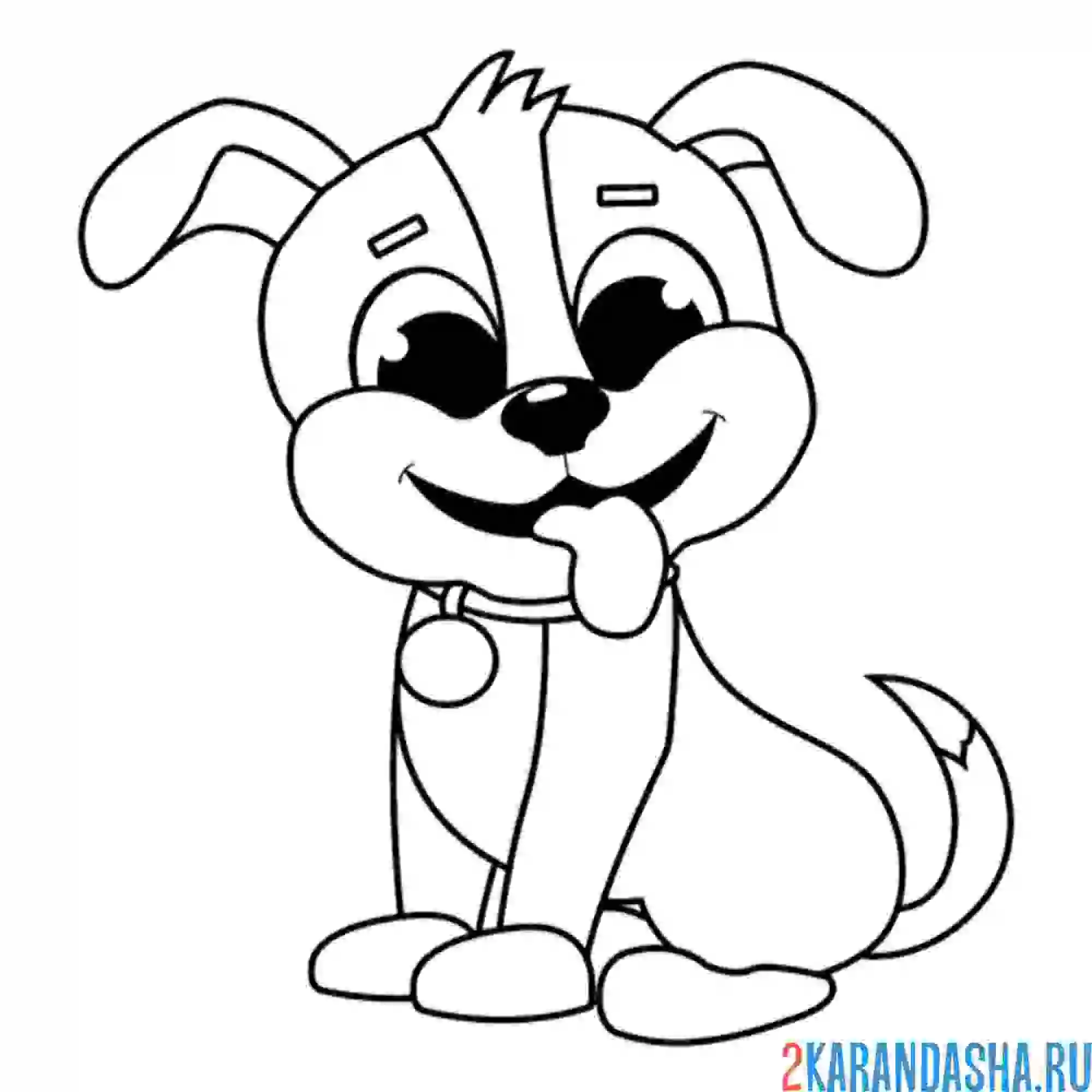 Раскраска щенок ждет команды