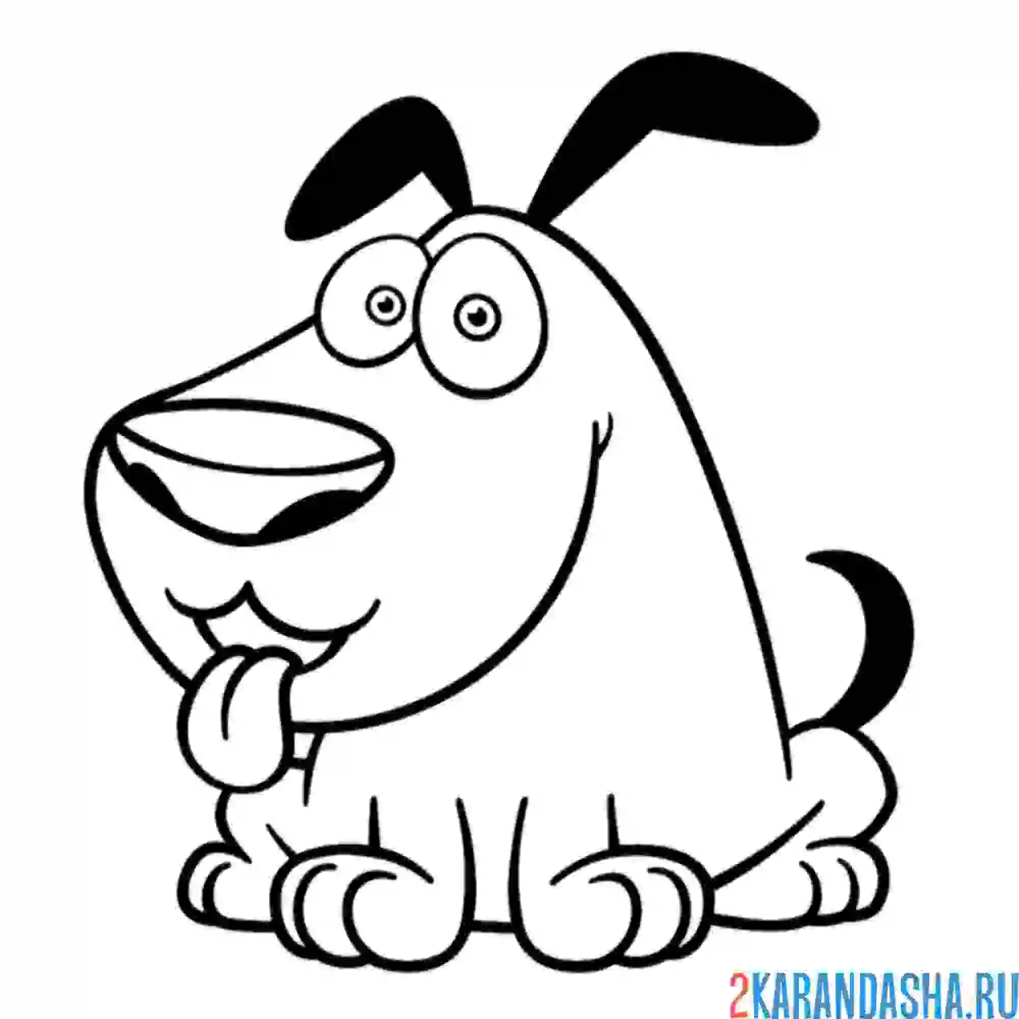 Раскраска забавный пес собака