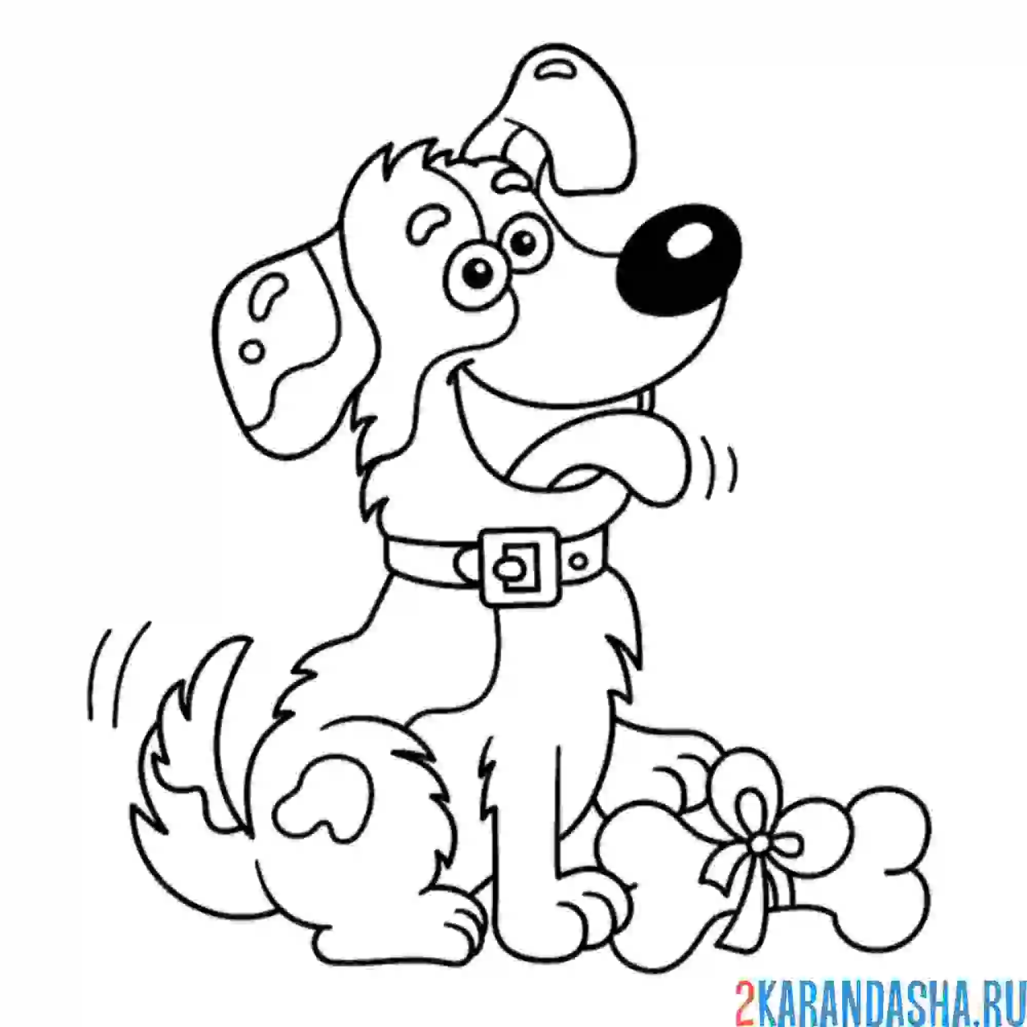 Раскраска собаке подарили косточку