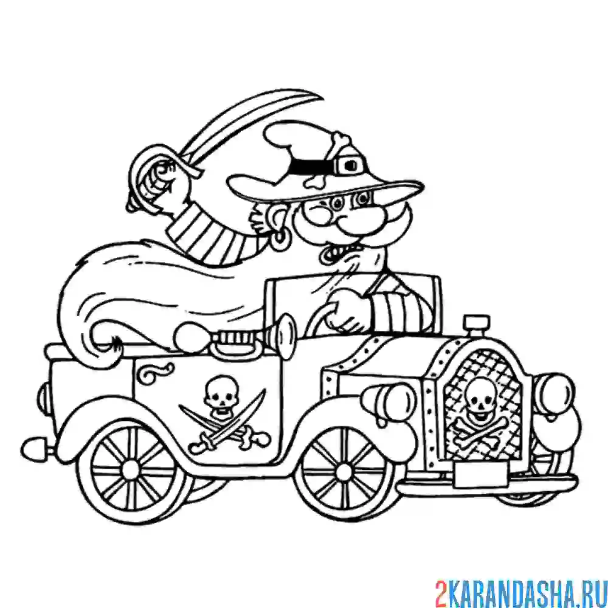 Раскраска карабас-барабас на машине