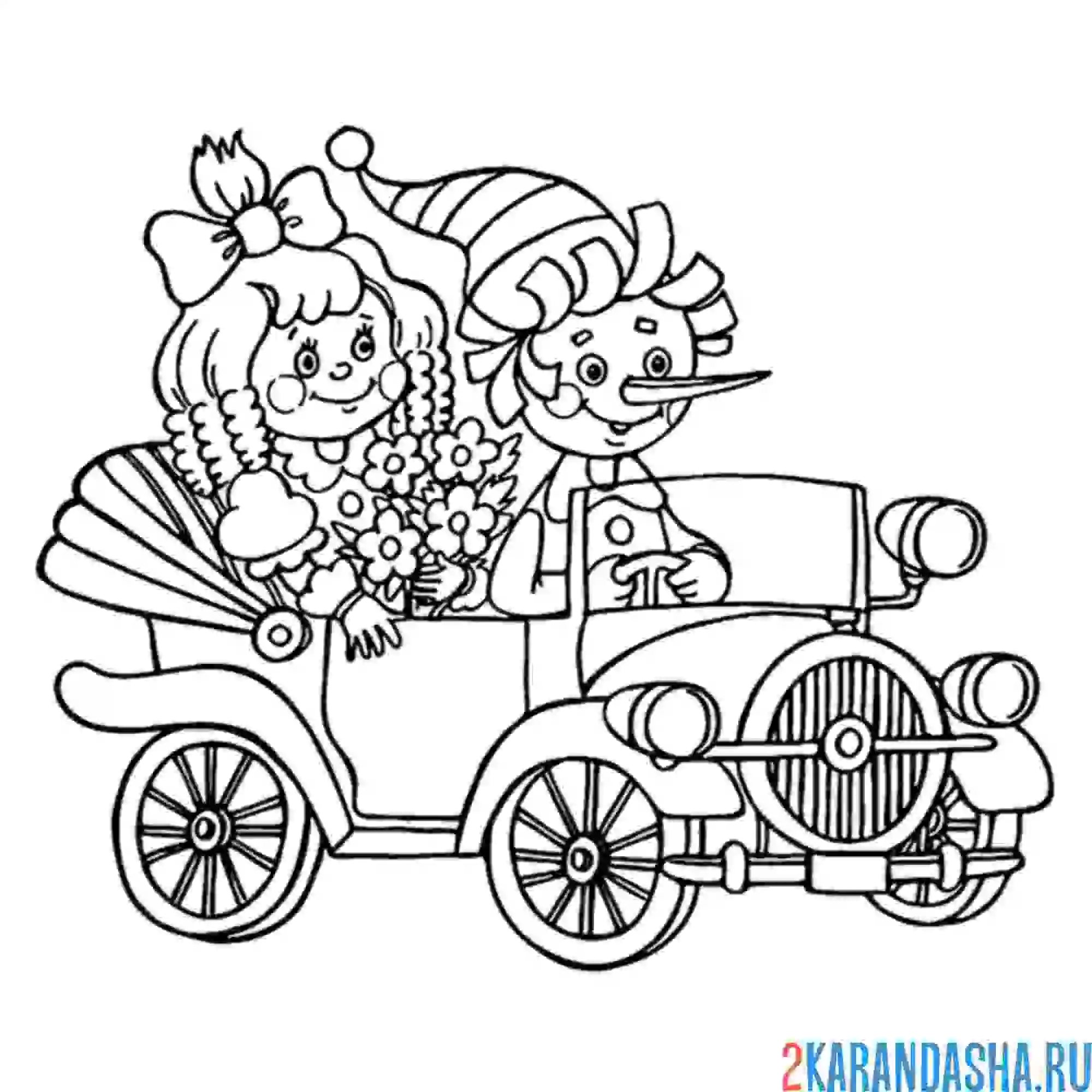 Раскраска буратино с мальвиной