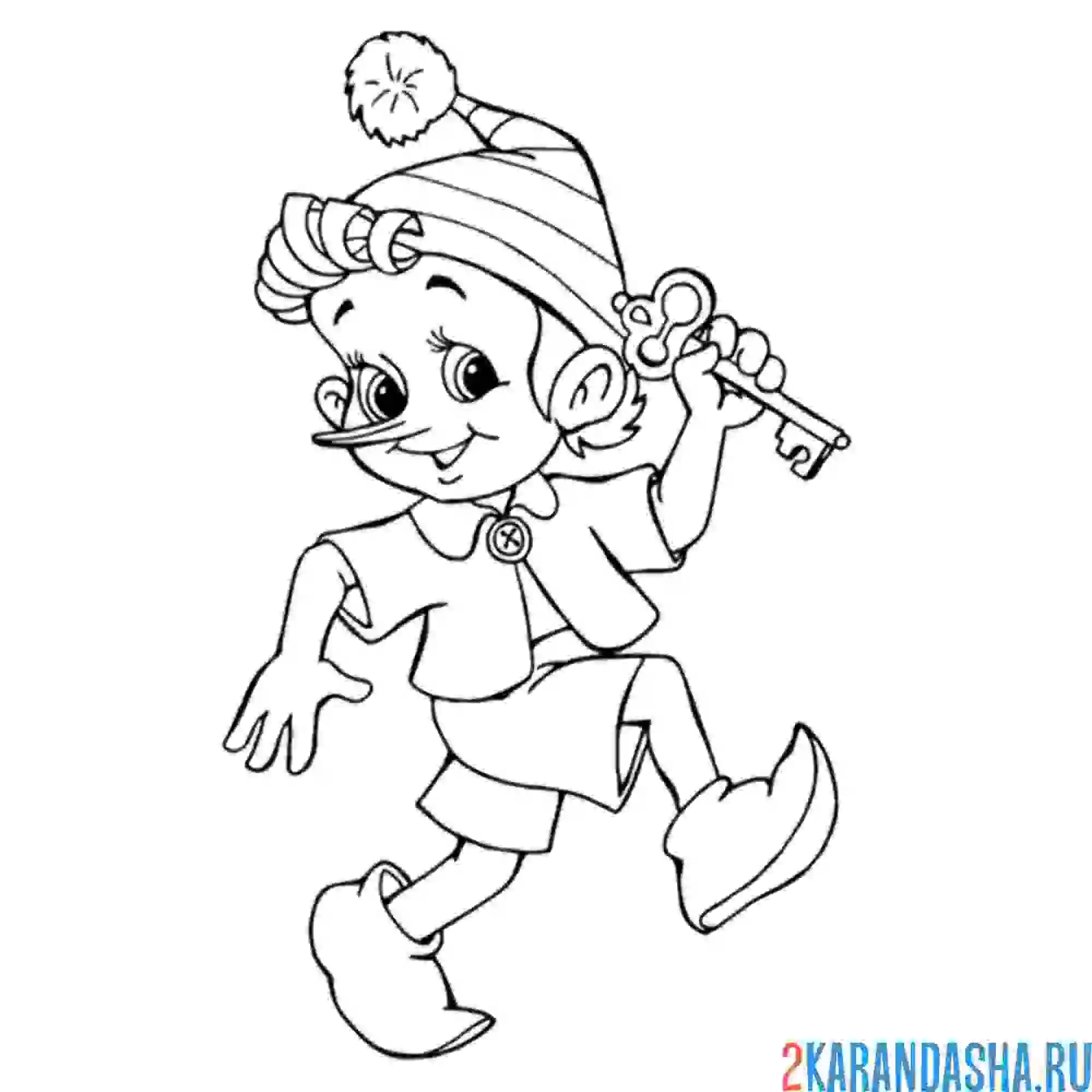 Раскраска буратино золотой ключик