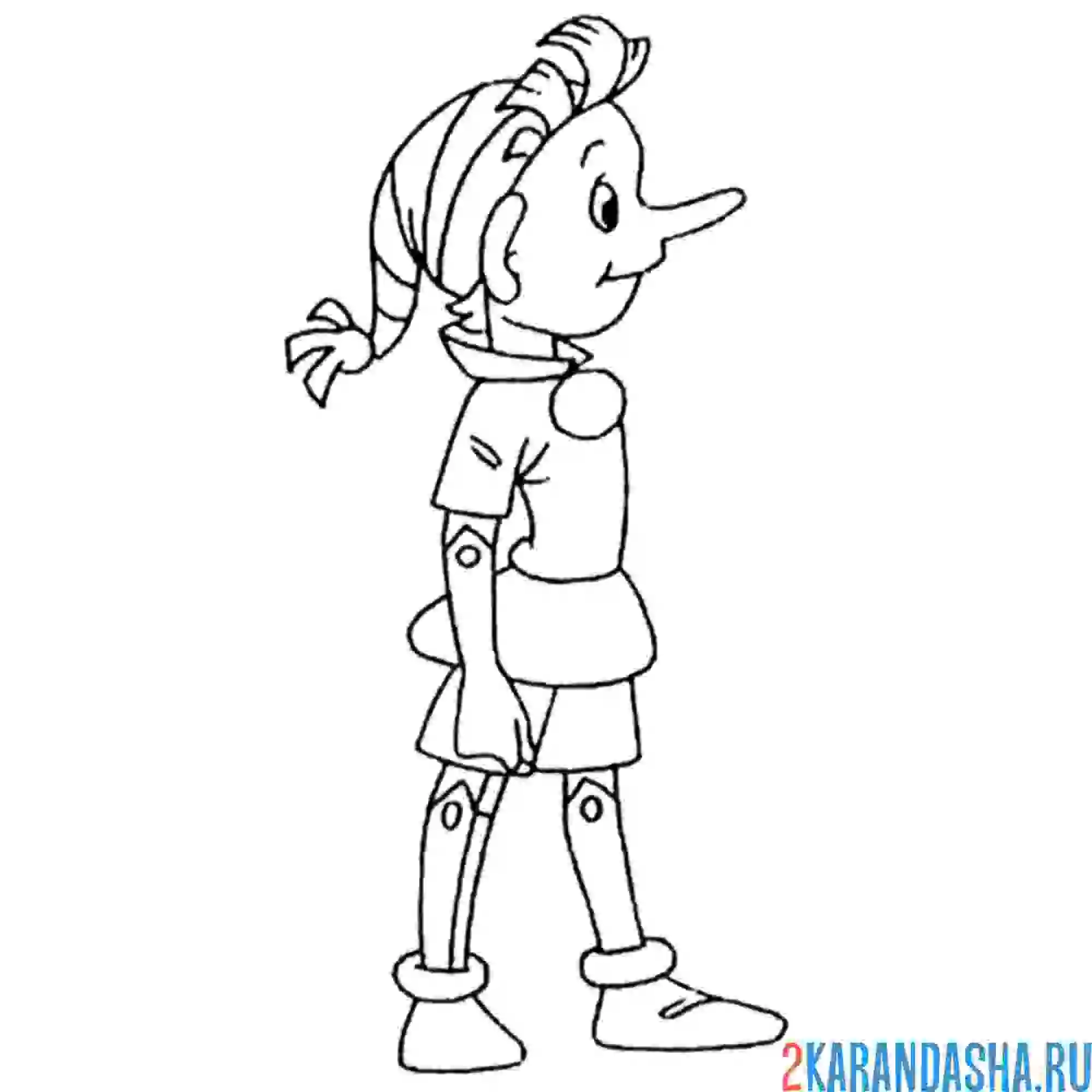 Раскраска буратино смотрит