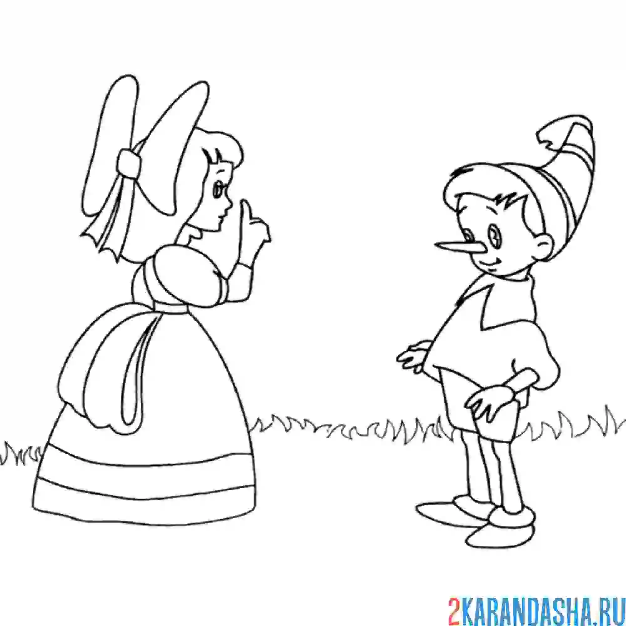 Раскраска мальвина и буратино