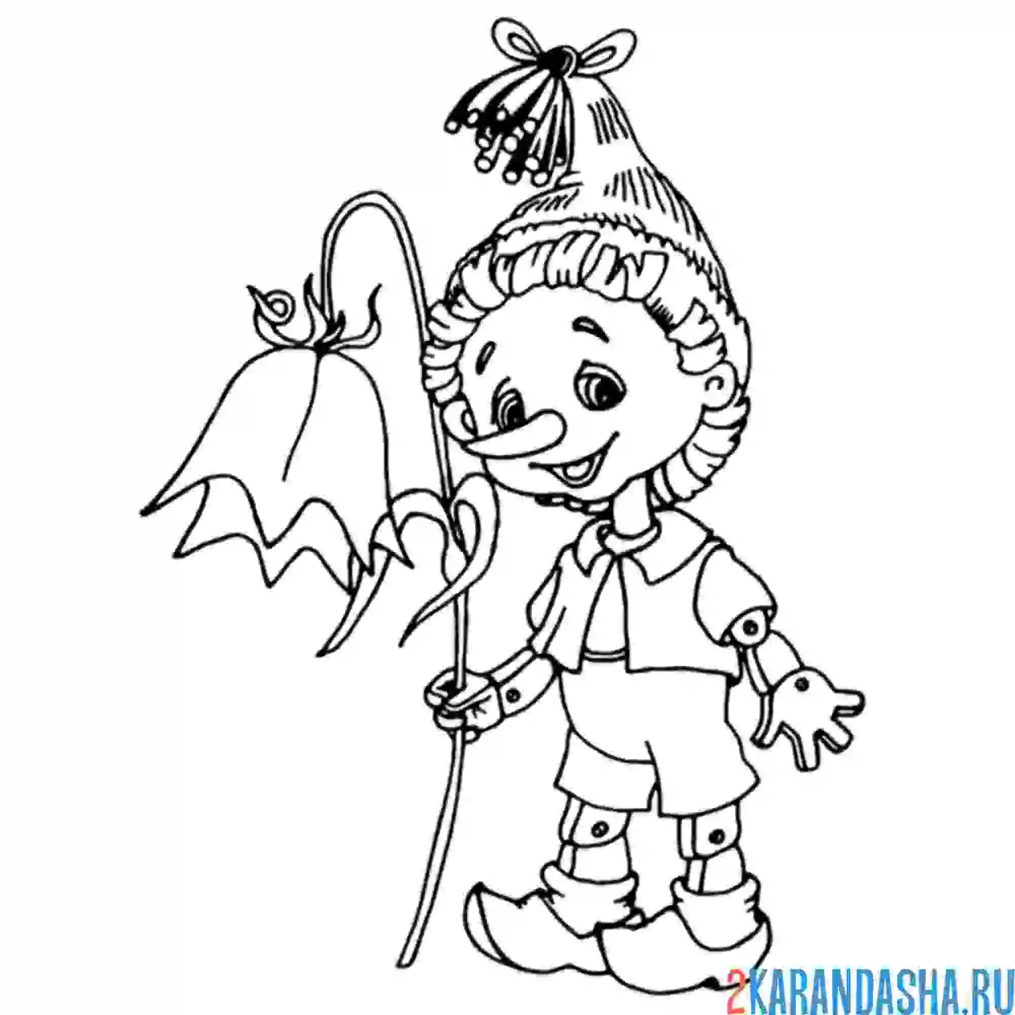 Раскраска буратино колокольчик