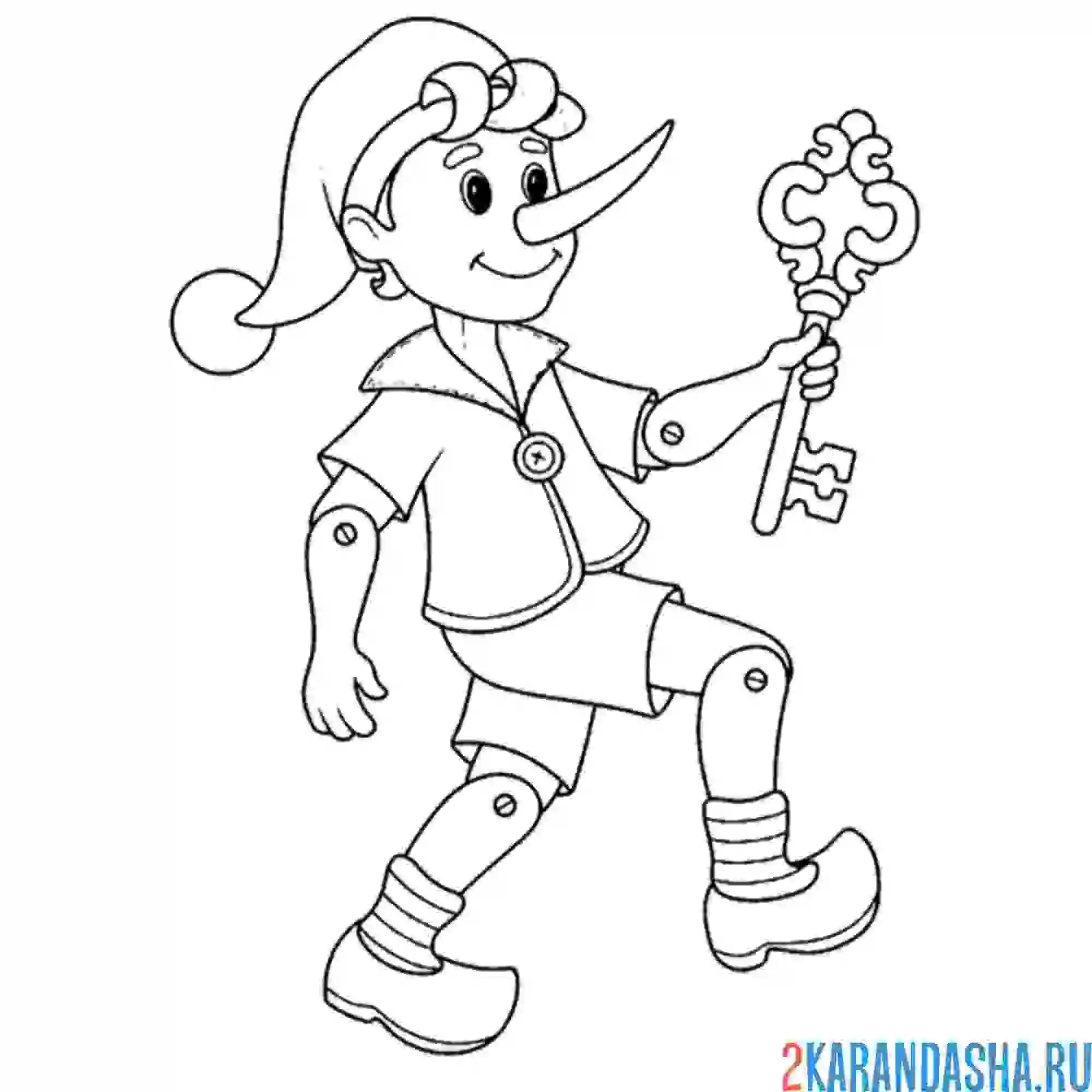 Раскраска ключик у буратино