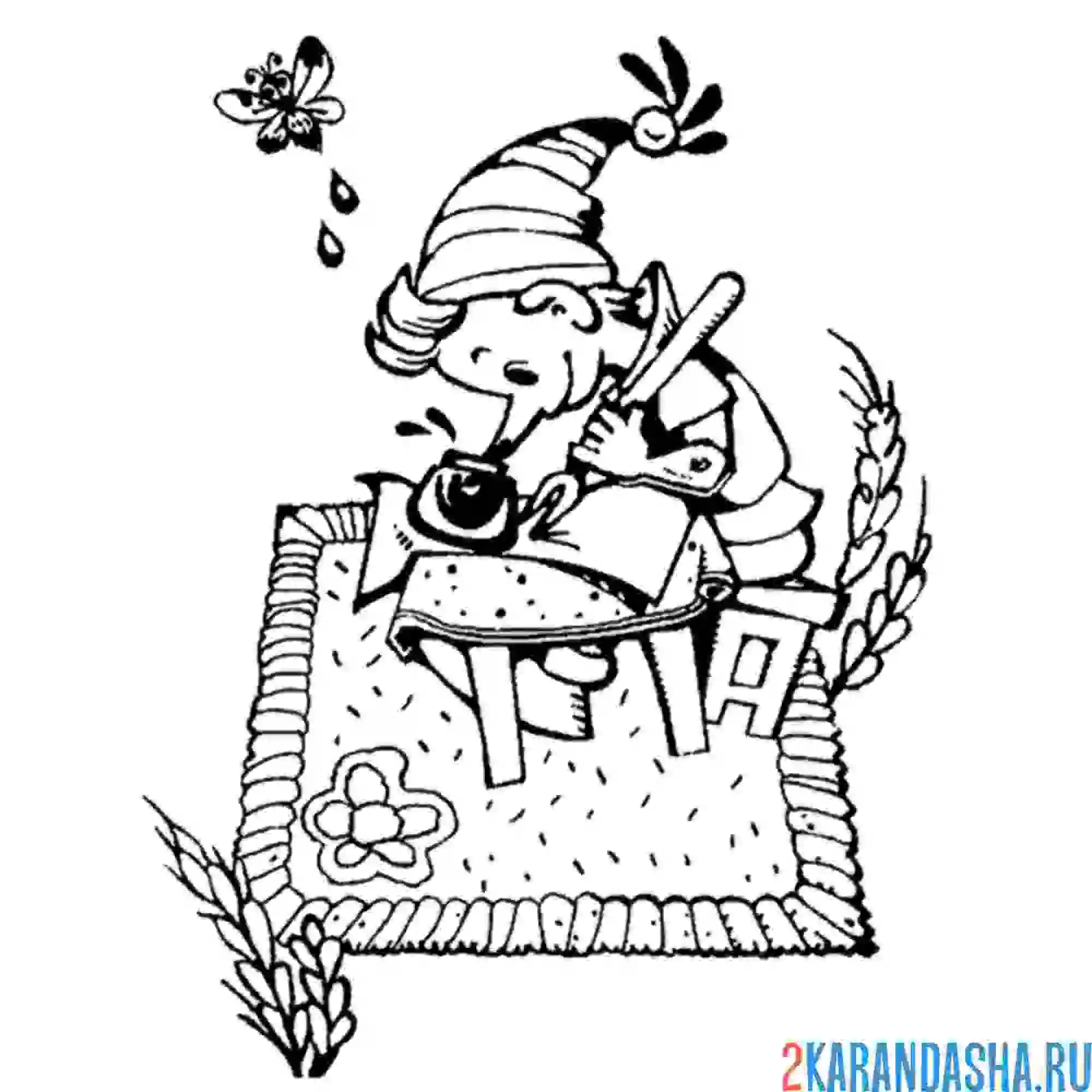 Раскраска буцратино учится