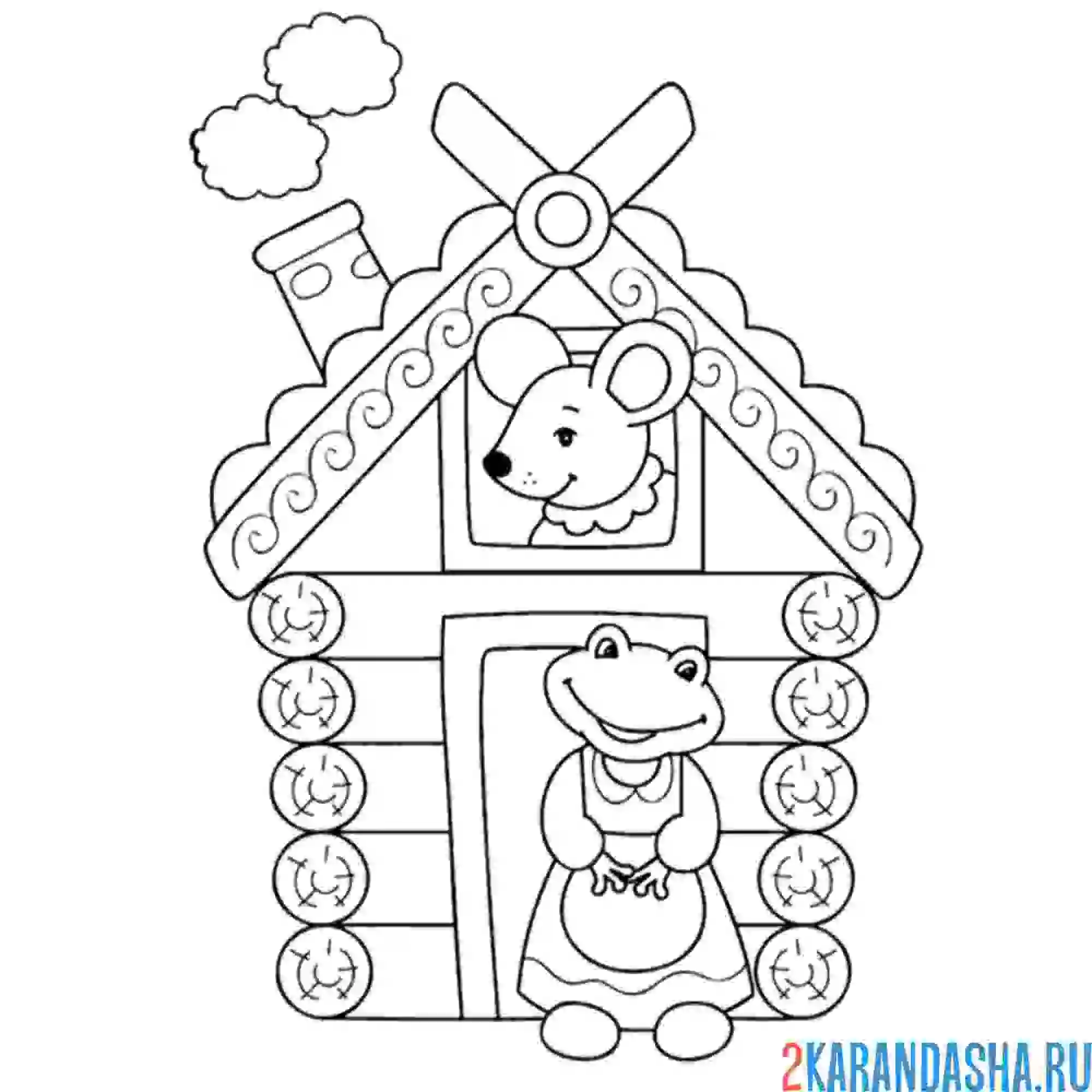 Раскраска маленький теремок