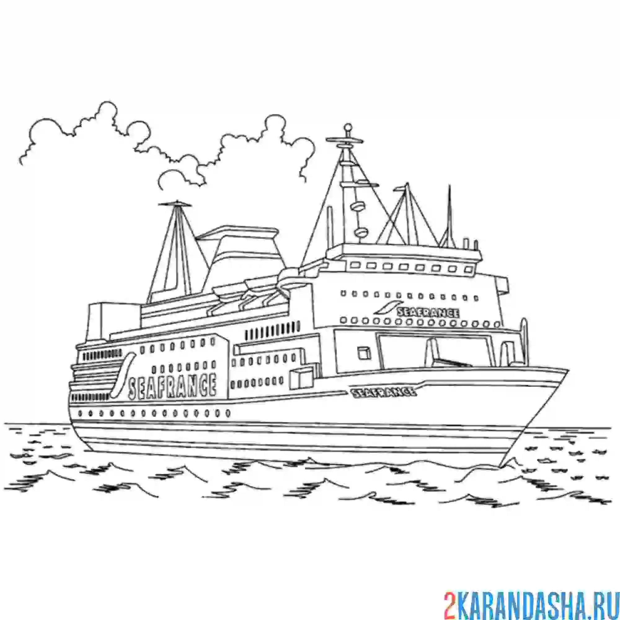 Раскраска морской корабль