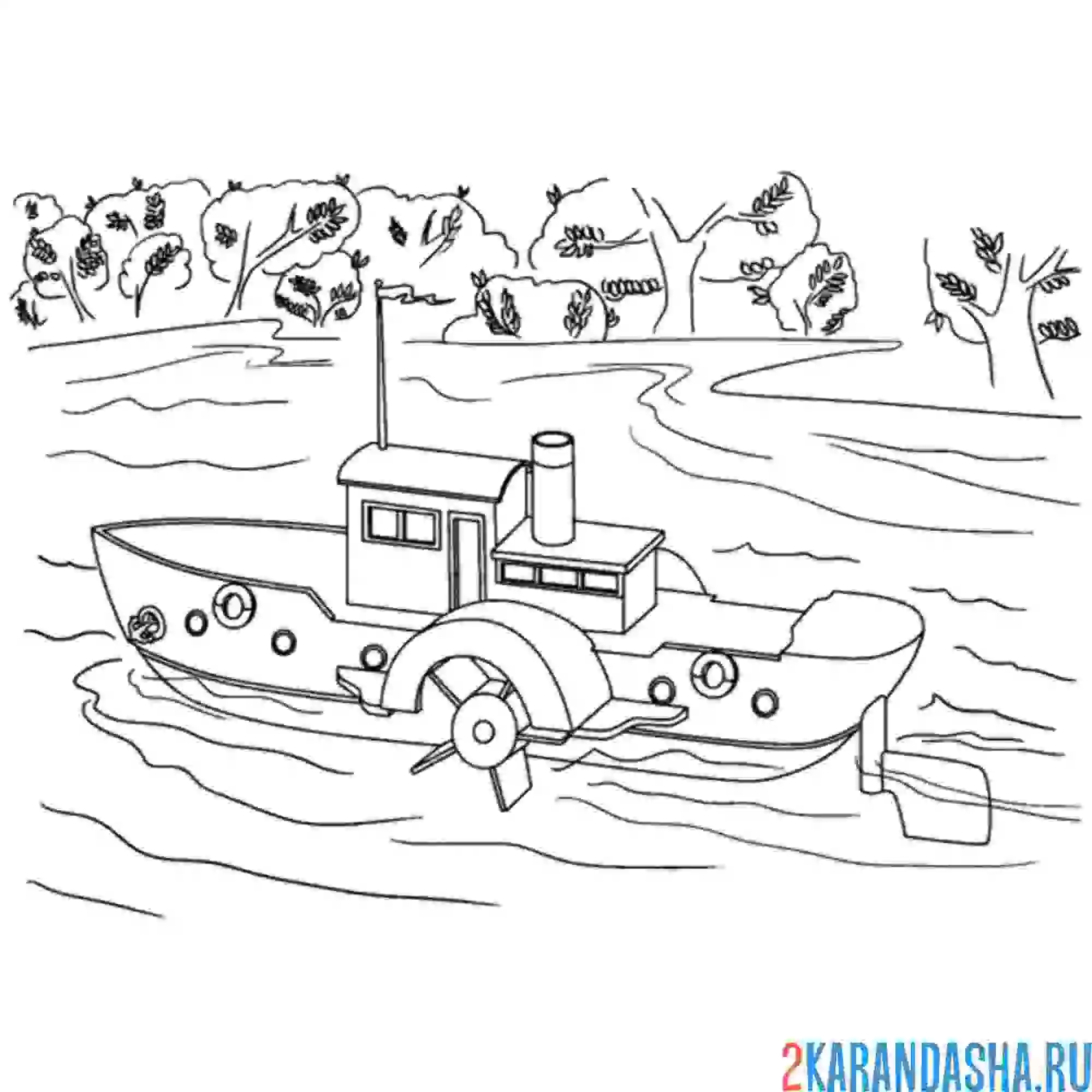Раскраска маленькая речная лодка