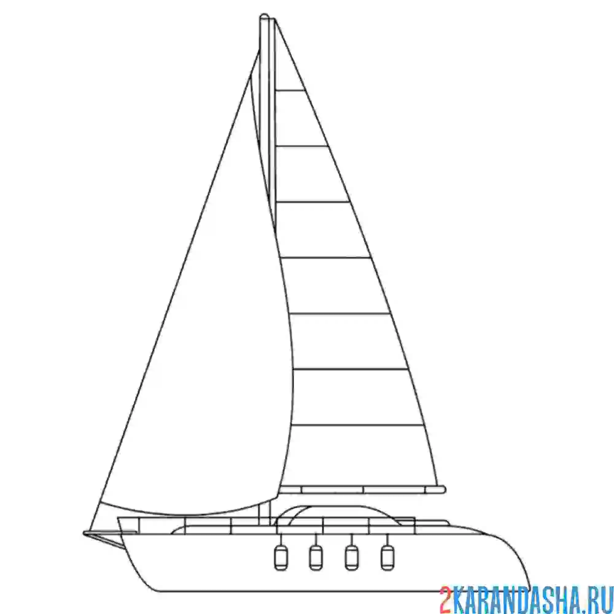 Раскраска простая лодка парусная